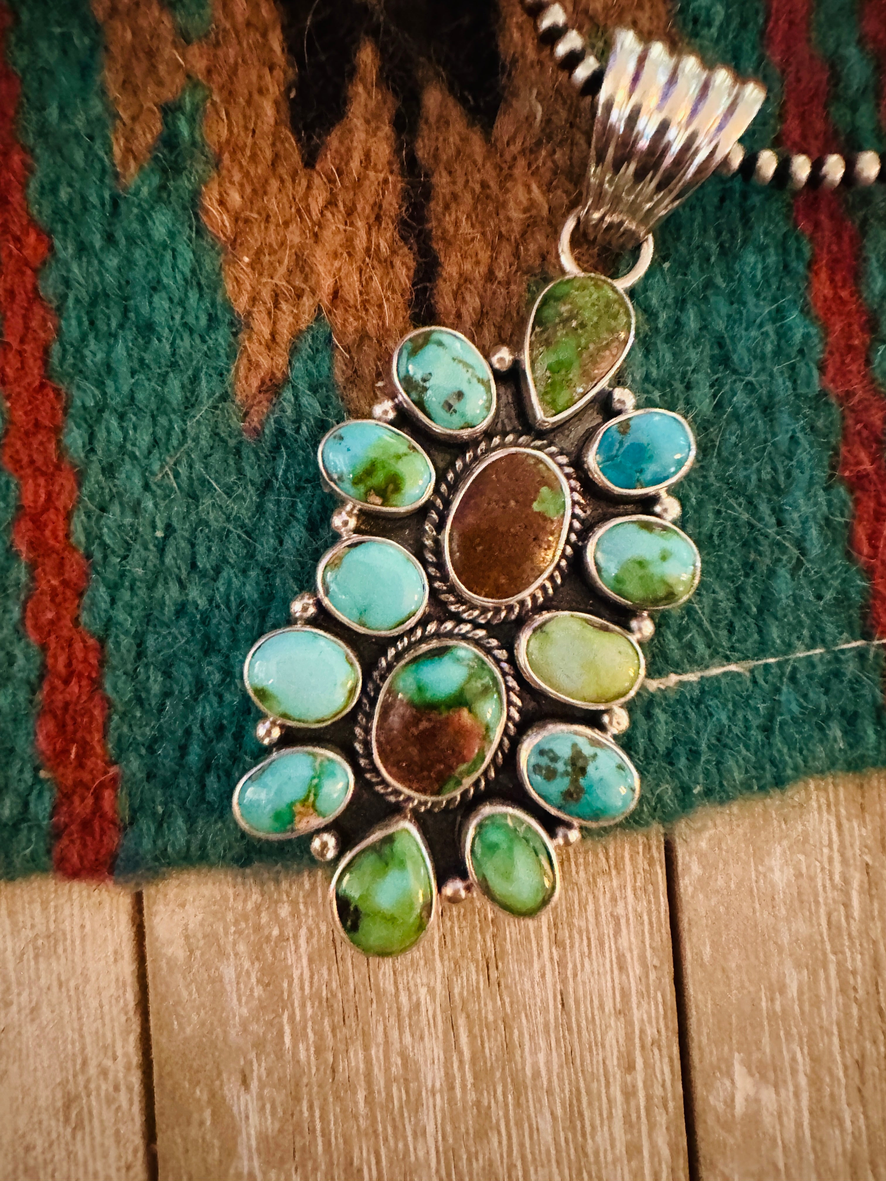 Handcrafted Sterling Silver & Sonoran Mountain Turquoise Cluster Pendant