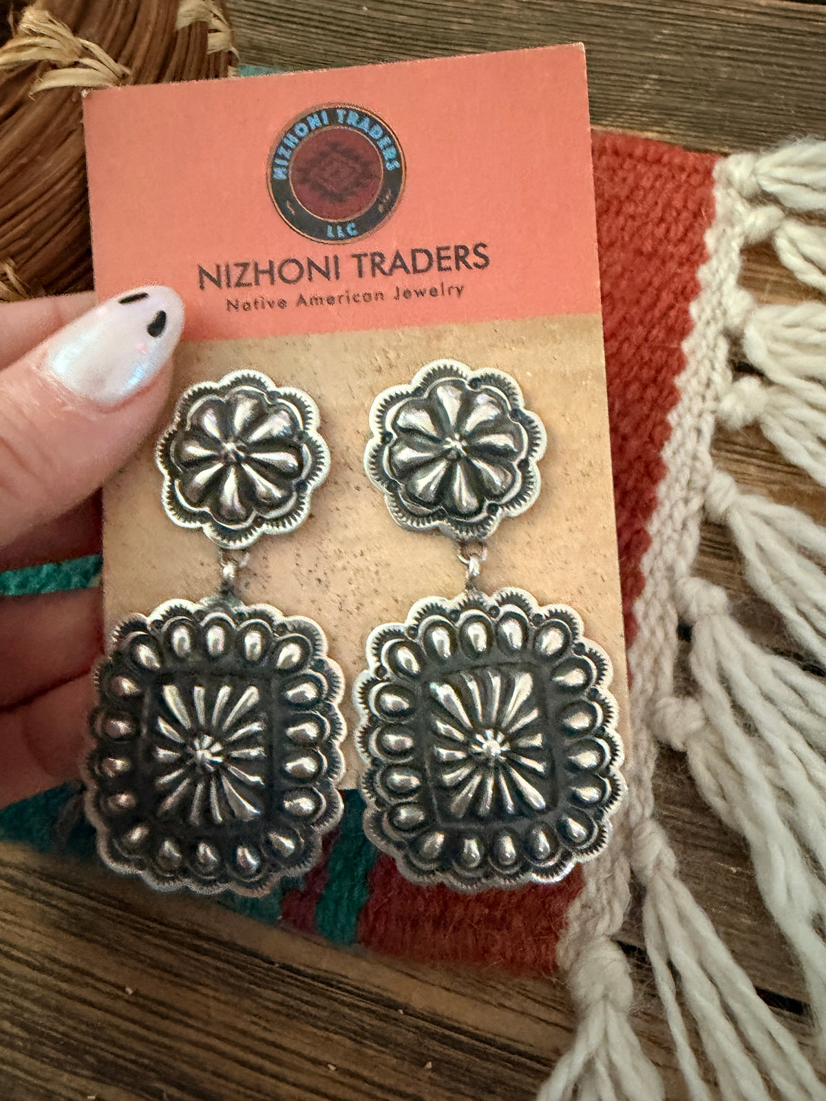 Handcrafted Sterling Silver Concho Dangle Earrings