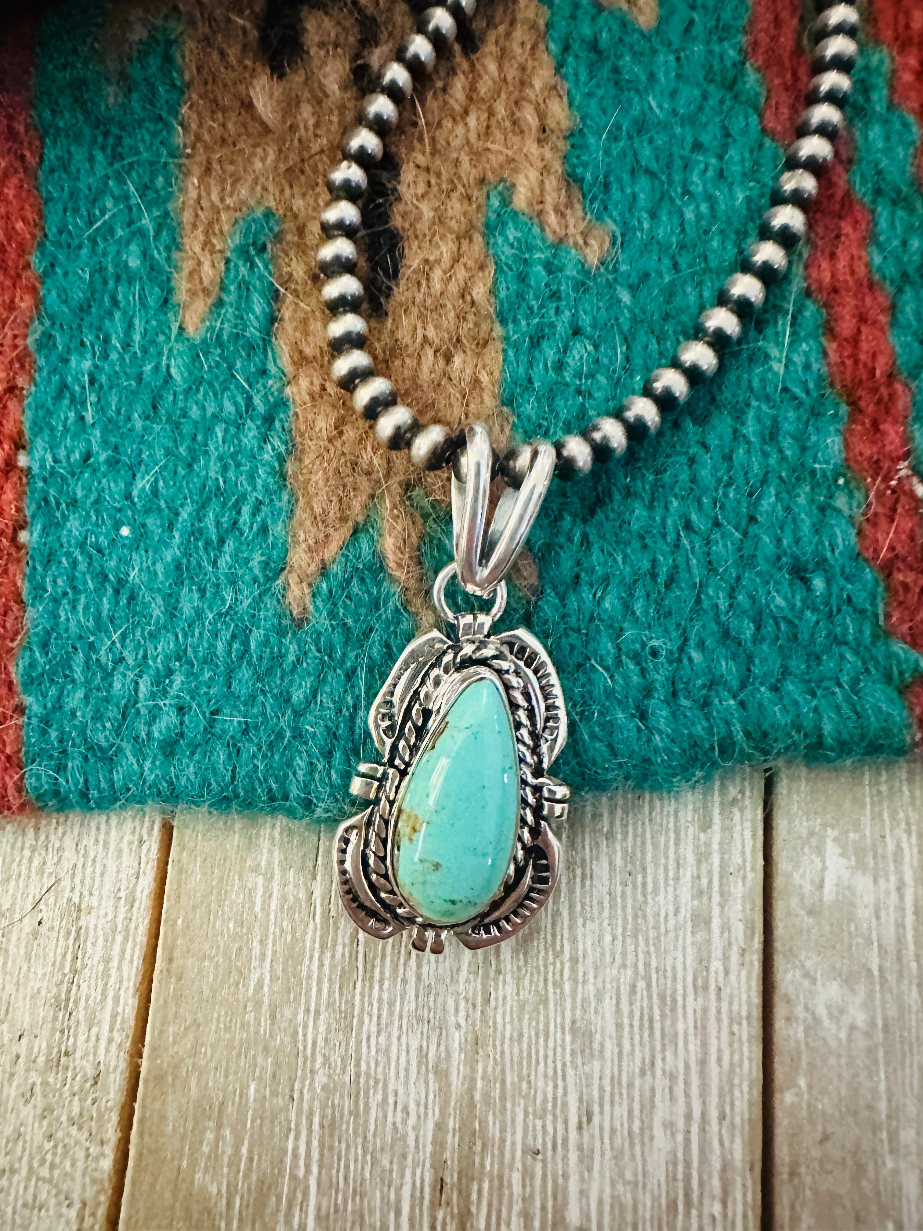 Handcrafted Sterling Silver & Turquoise Teardrop Pendant