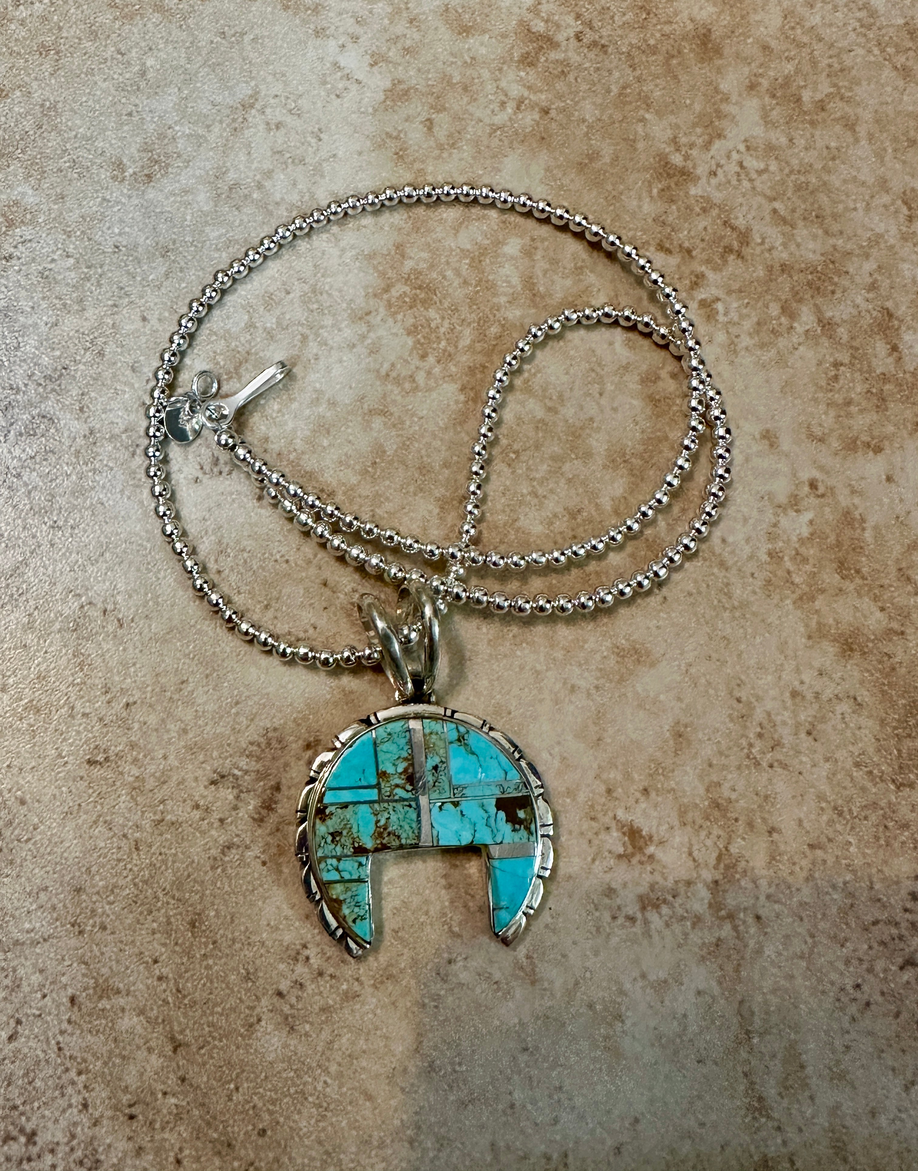 Handcrafted Turquoise 8 & Sterling Silver Naja Pendant