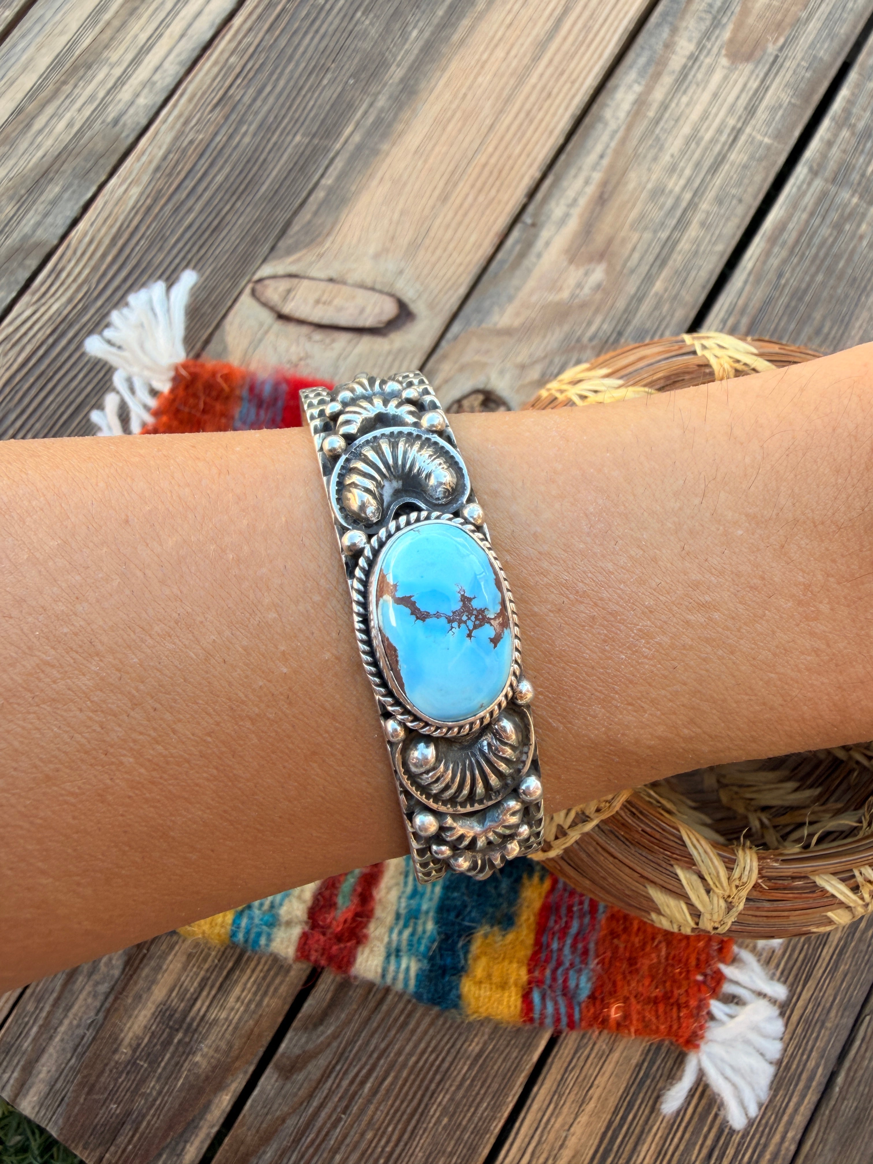 Handcrafted Golden Hills Turquoise & Sterling Silver Cuff Bracelet