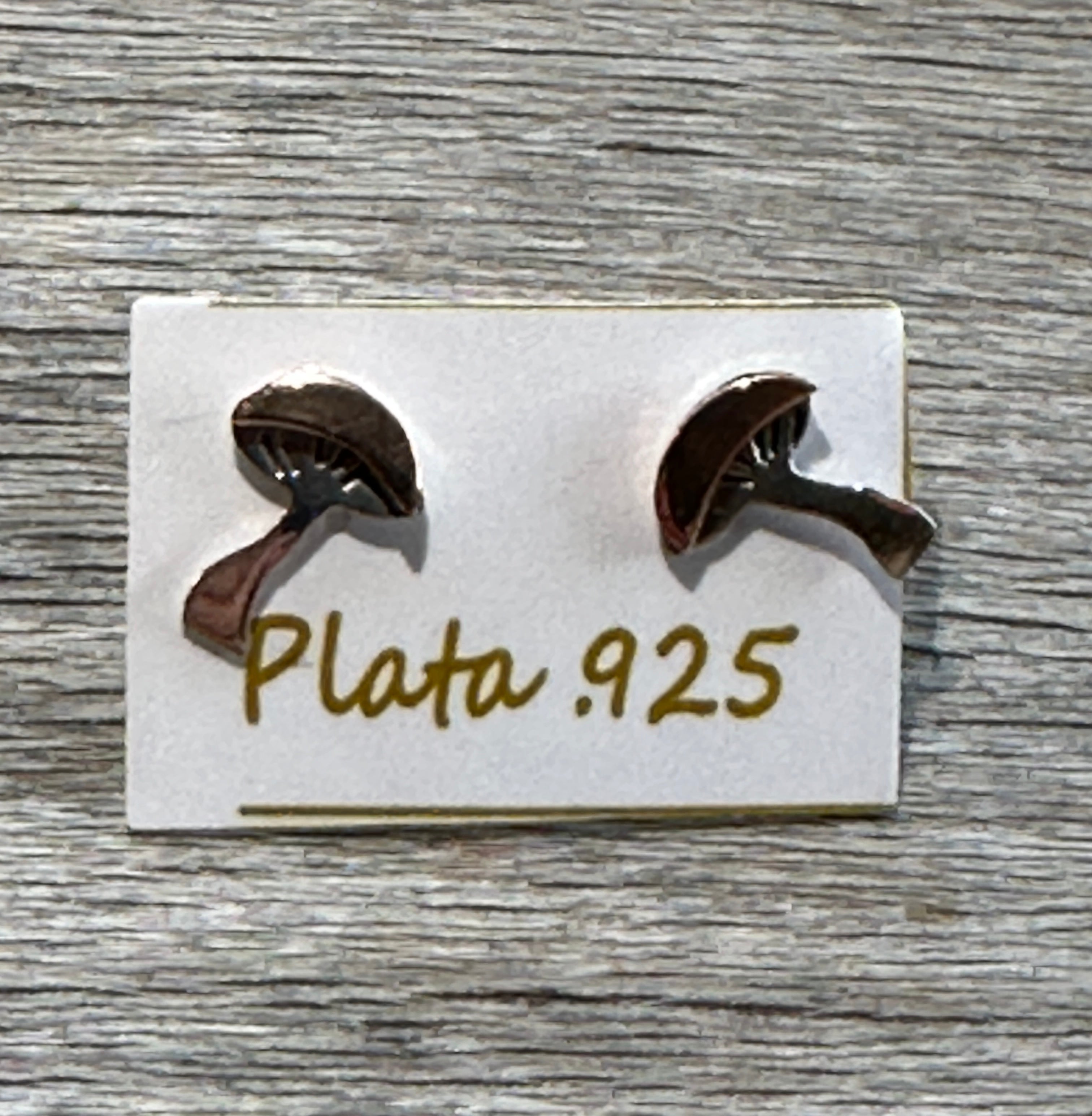 Silver & Copper Mushroom Earrings on Post