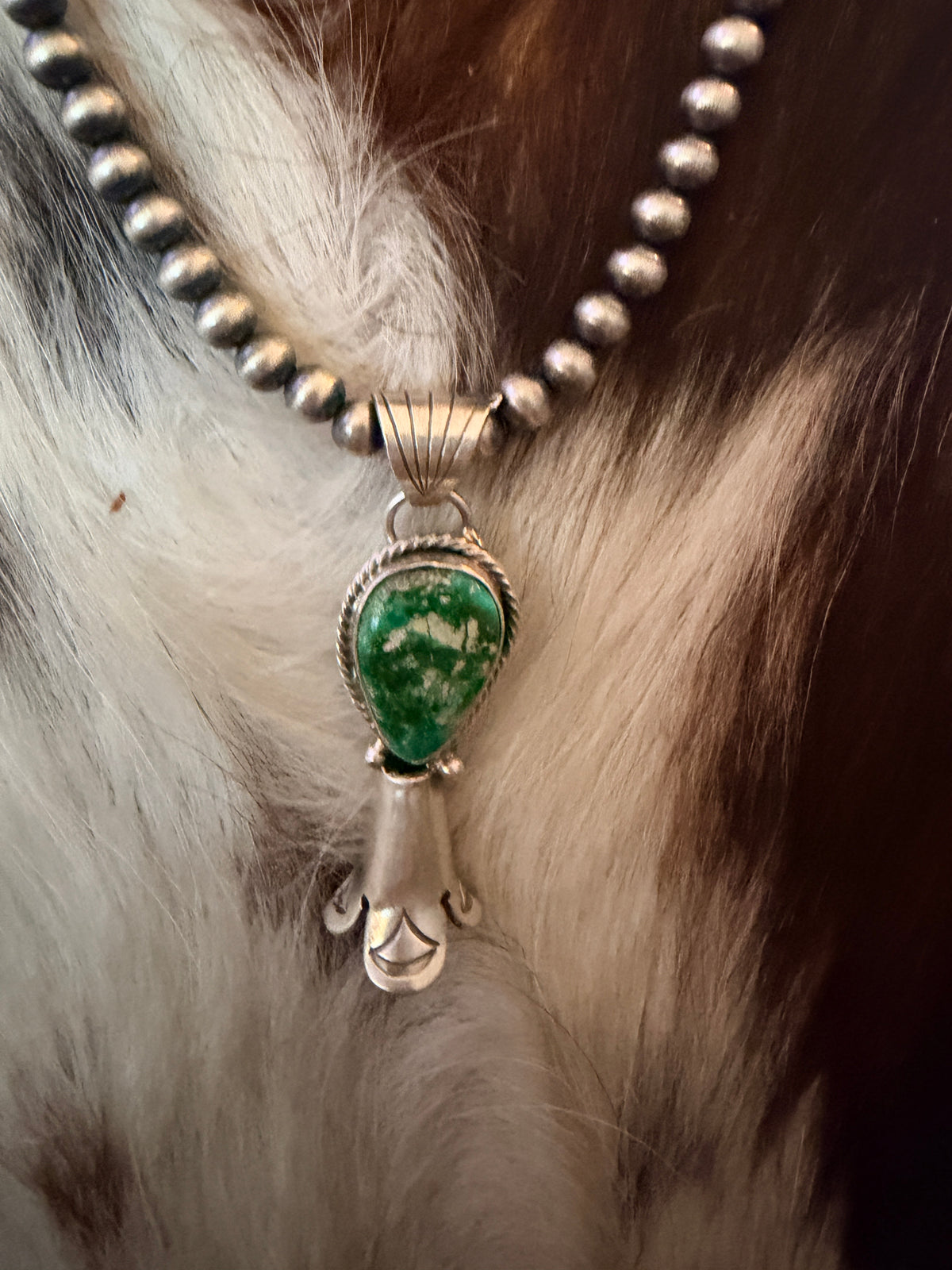 Handcrafted Turquoise & Sterling Silver Beaded Blossom Necklace
