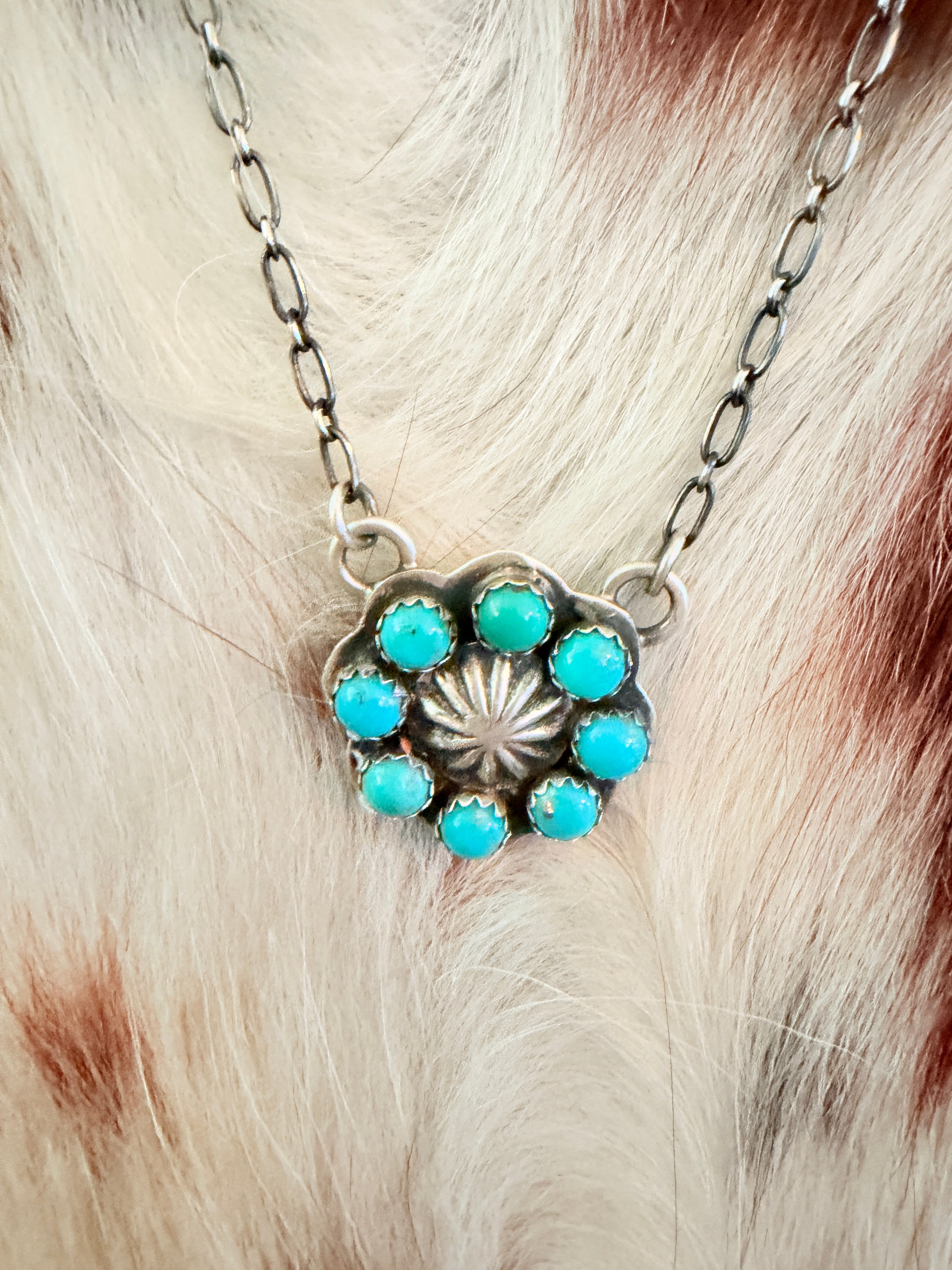 Handcrafted Turquoise & Sterling Silver Cluster Necklace by Marcella James