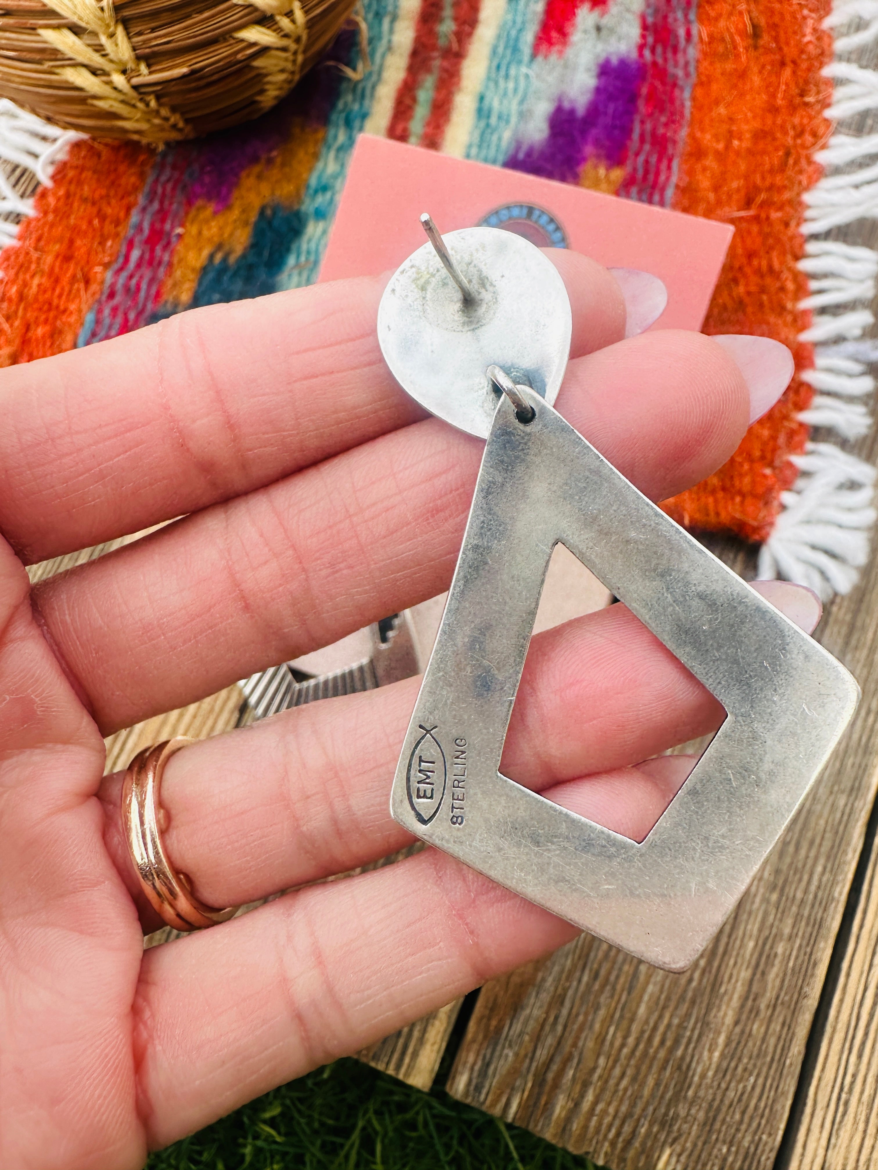 Handcrafted Old Pawn Sterling Silver Dangle Earrings