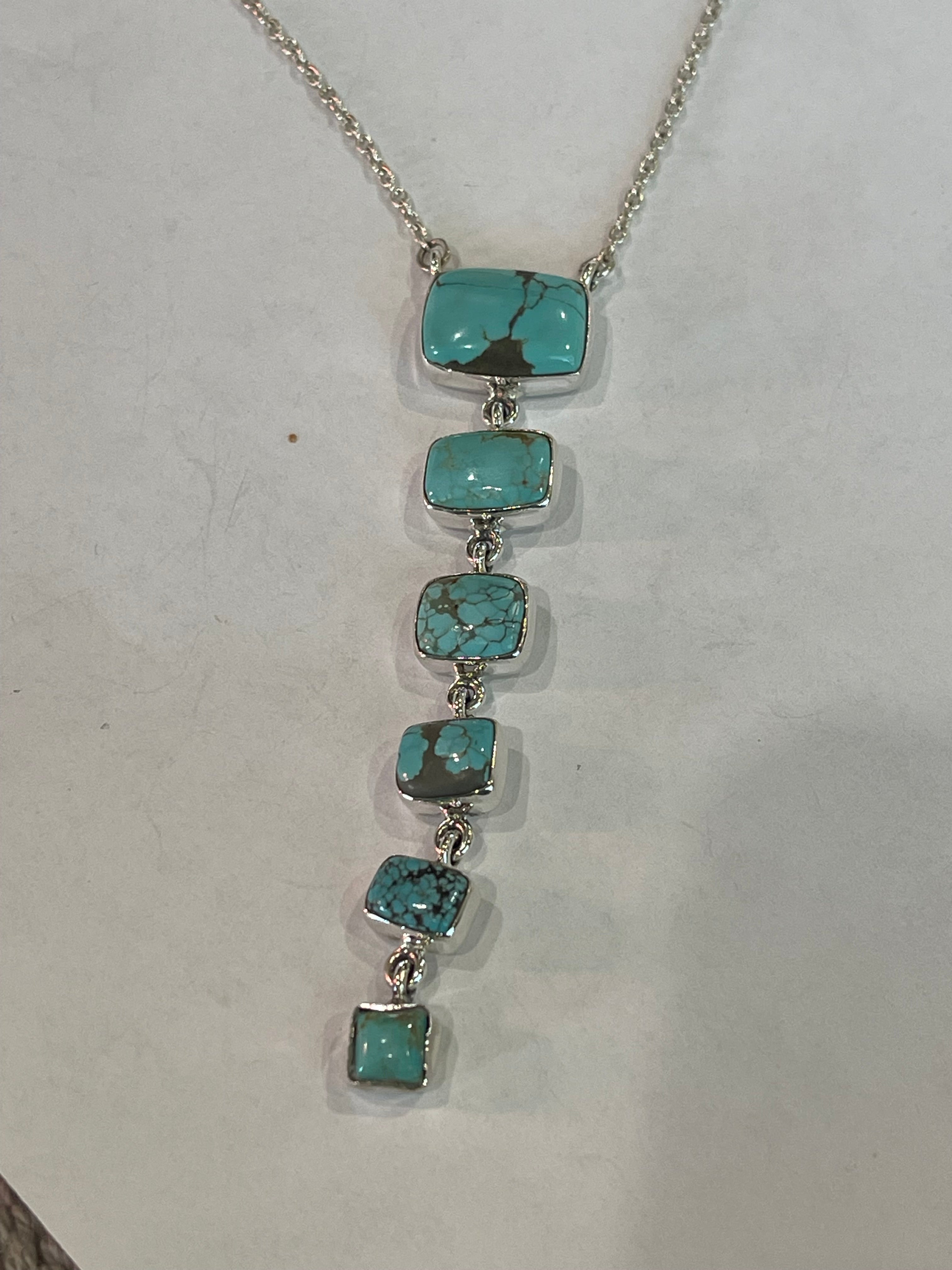 Handmade Sterling Silver, Turquoise Drop Necklace