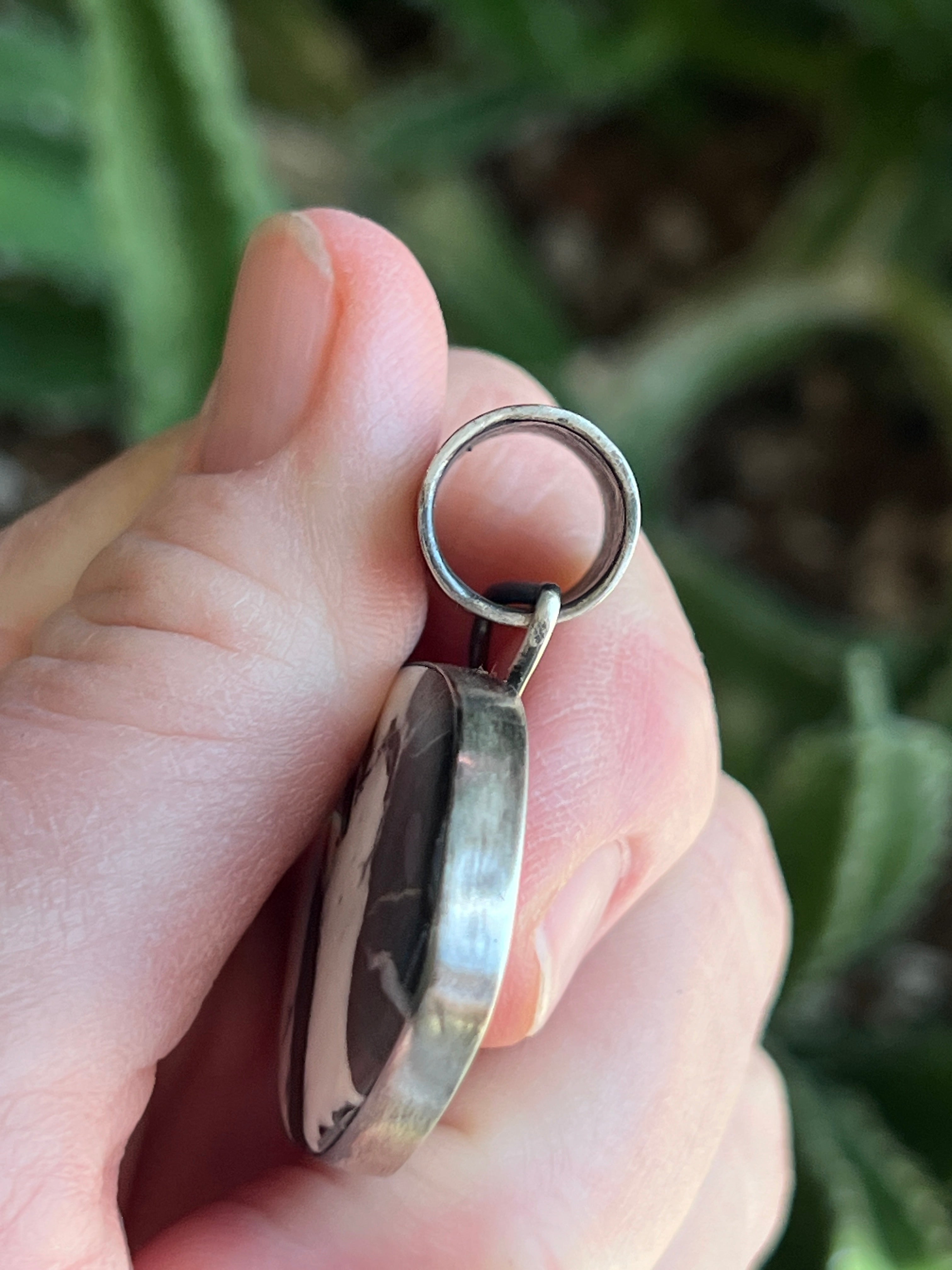 Handcrafted Sterling Silver and White Buffalo Solo Pendant by Angela Martin