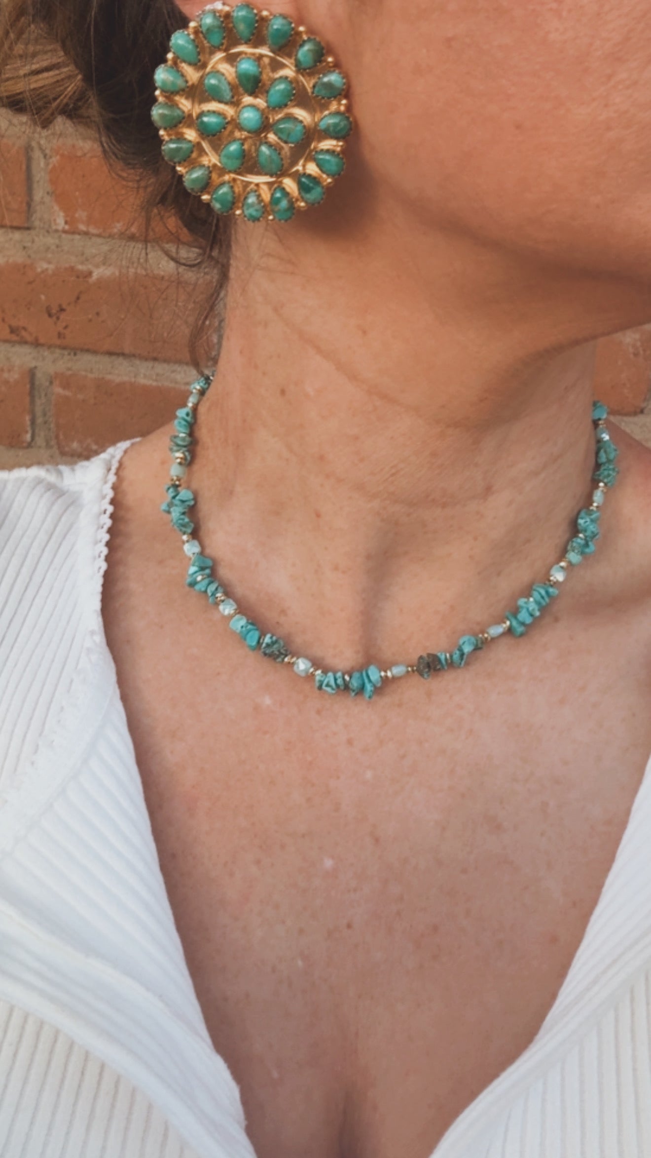 “The Golden Collection” Desert Darling Handmade Turquoise Beaded Gold Plated Beaded Necklace