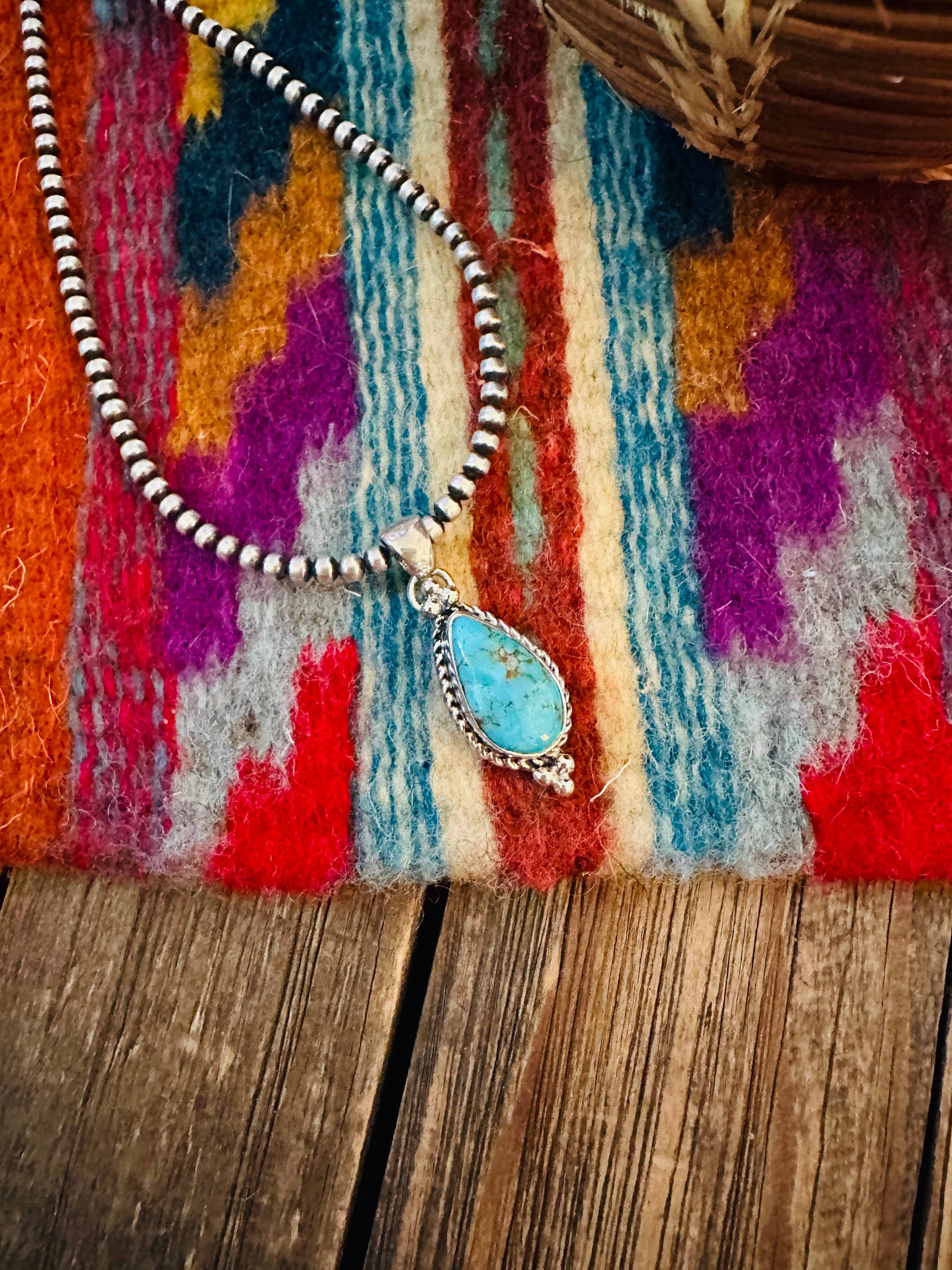 Handcrafted Sterling Silver & Turquoise Pendant