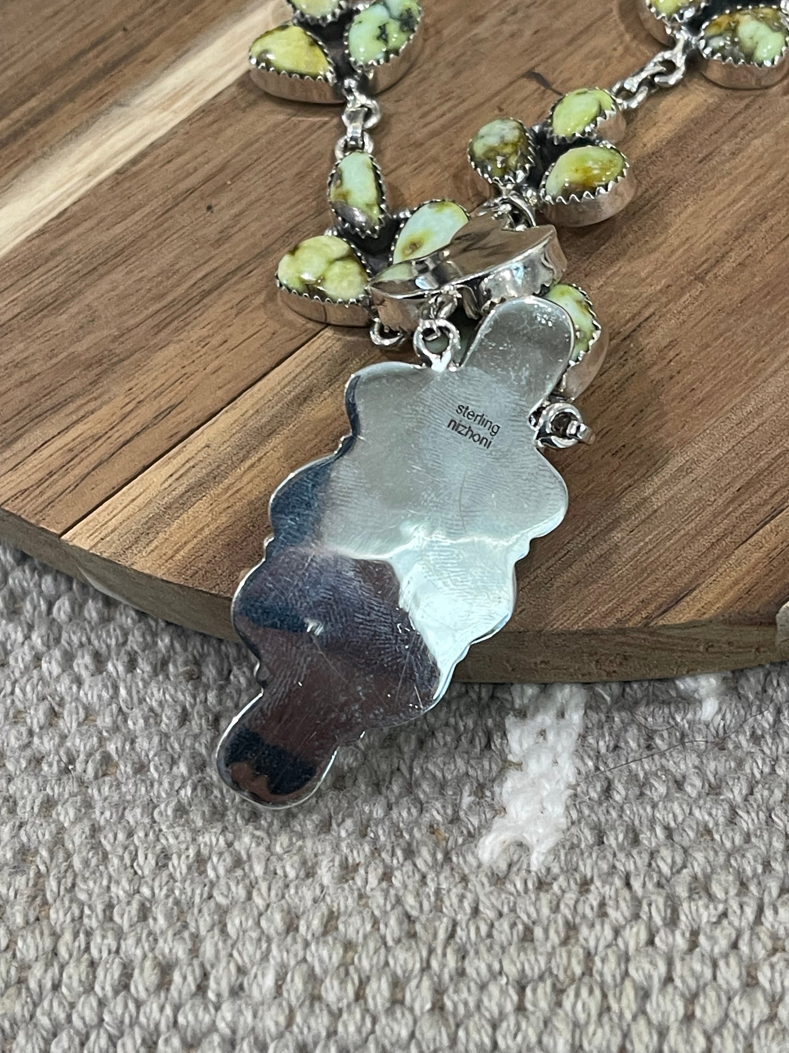 Handmade Sterling Silver & Palomino Cluster Necklace