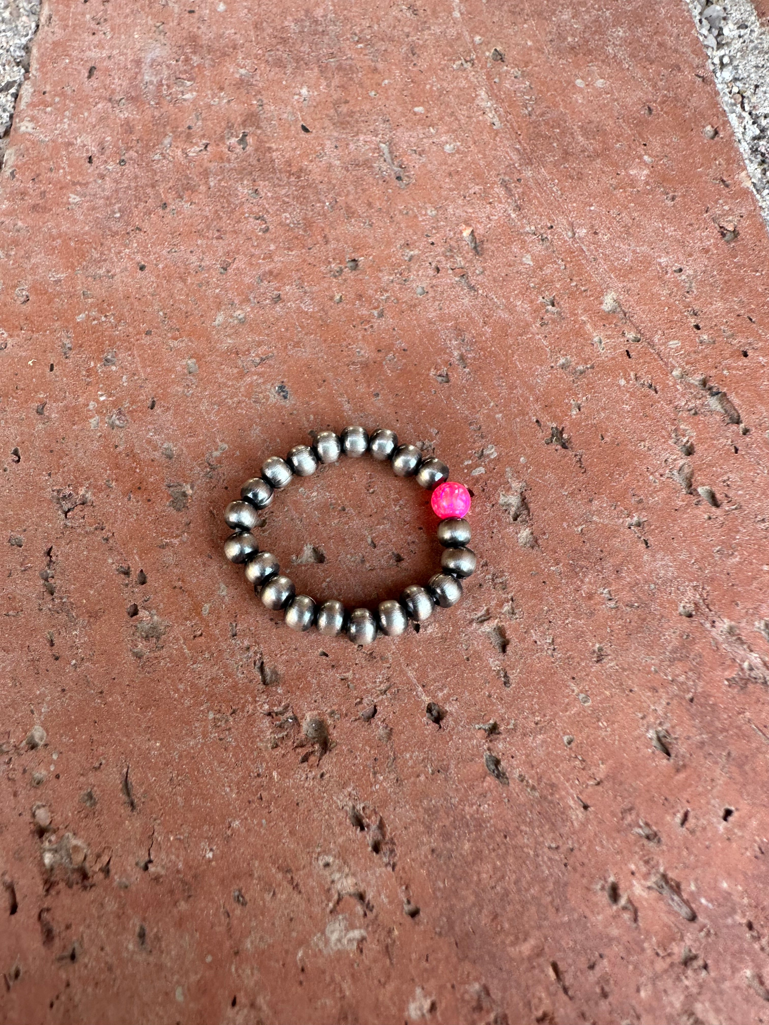 THE VENICE BAND Handmade Sterling Silver Pearl Style Beaded Stretch Ring