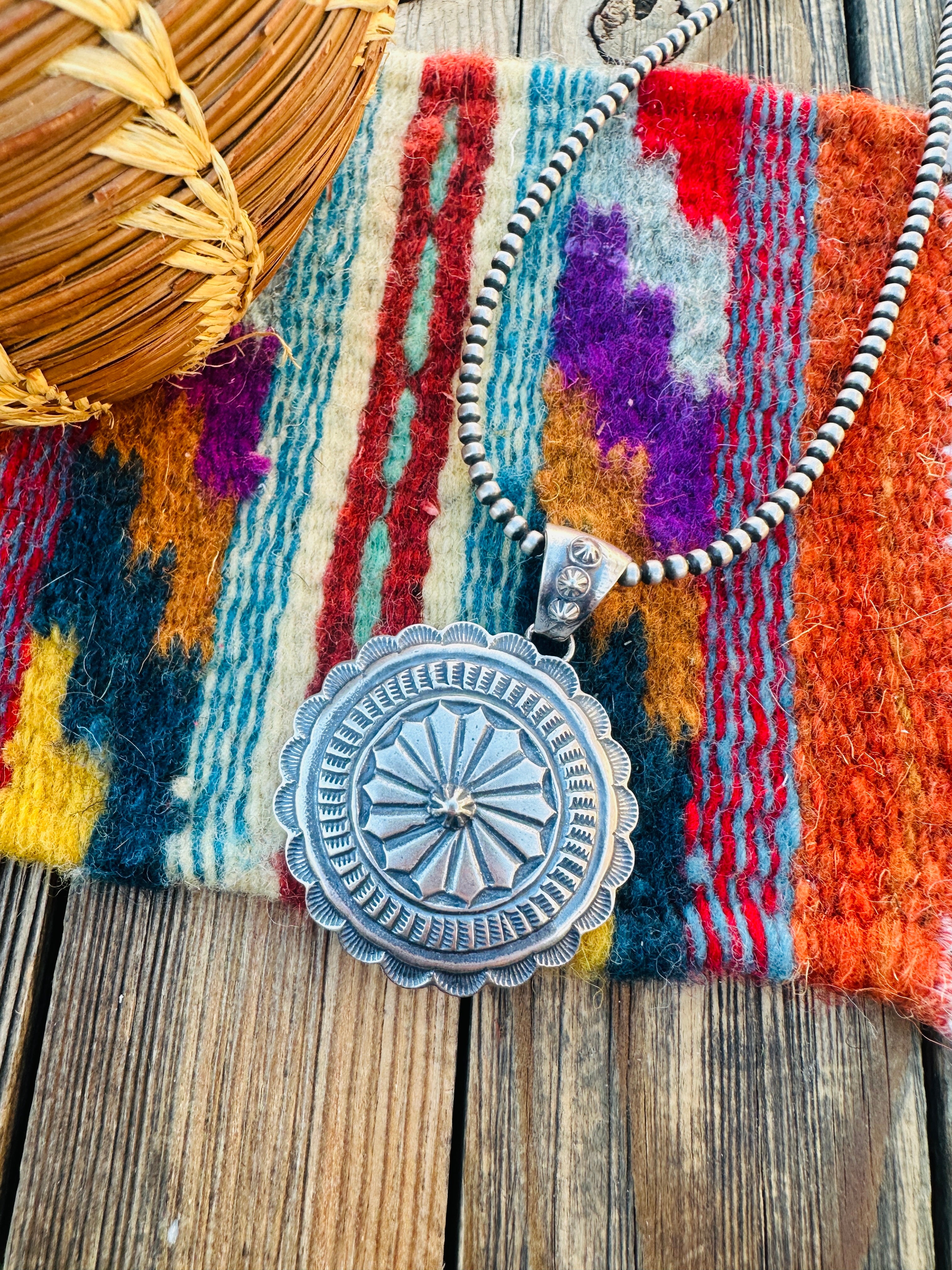 Handcrafted Sterling Silver Concho Pendant