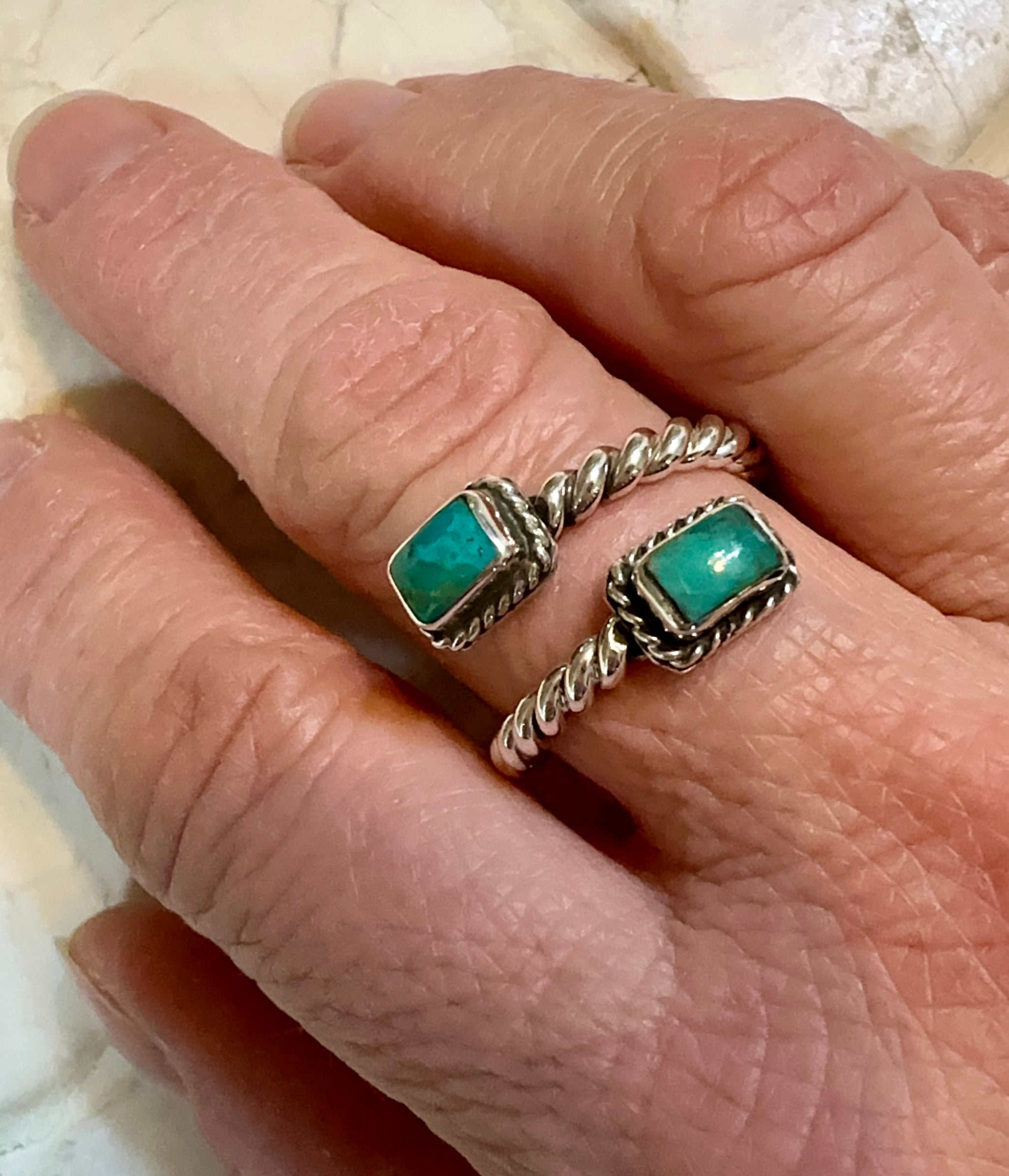 Turquoise 2 Stone Sterling Silver Ring