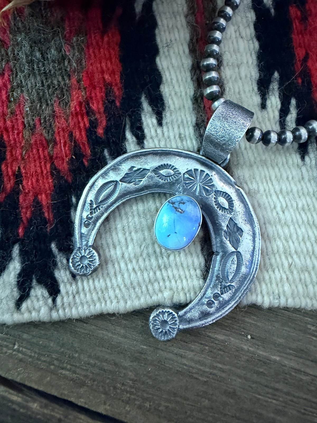 Handcrafted Sterling Silver & Golden Hills Turquoise Naja Pendant by Kevin Billah