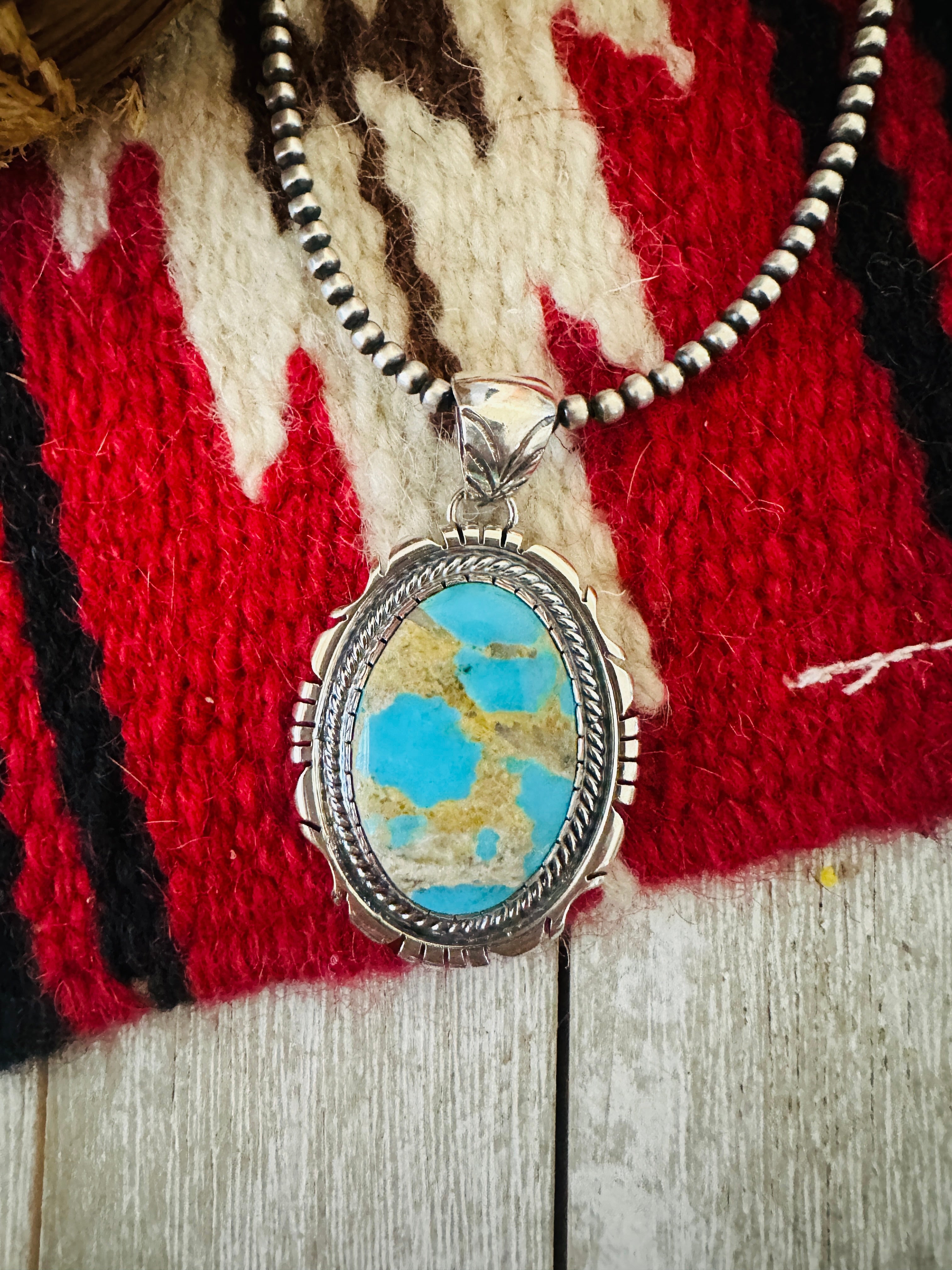 Handcrafted Sterling Silver & Turquoise Pendant by Jimmy Lee