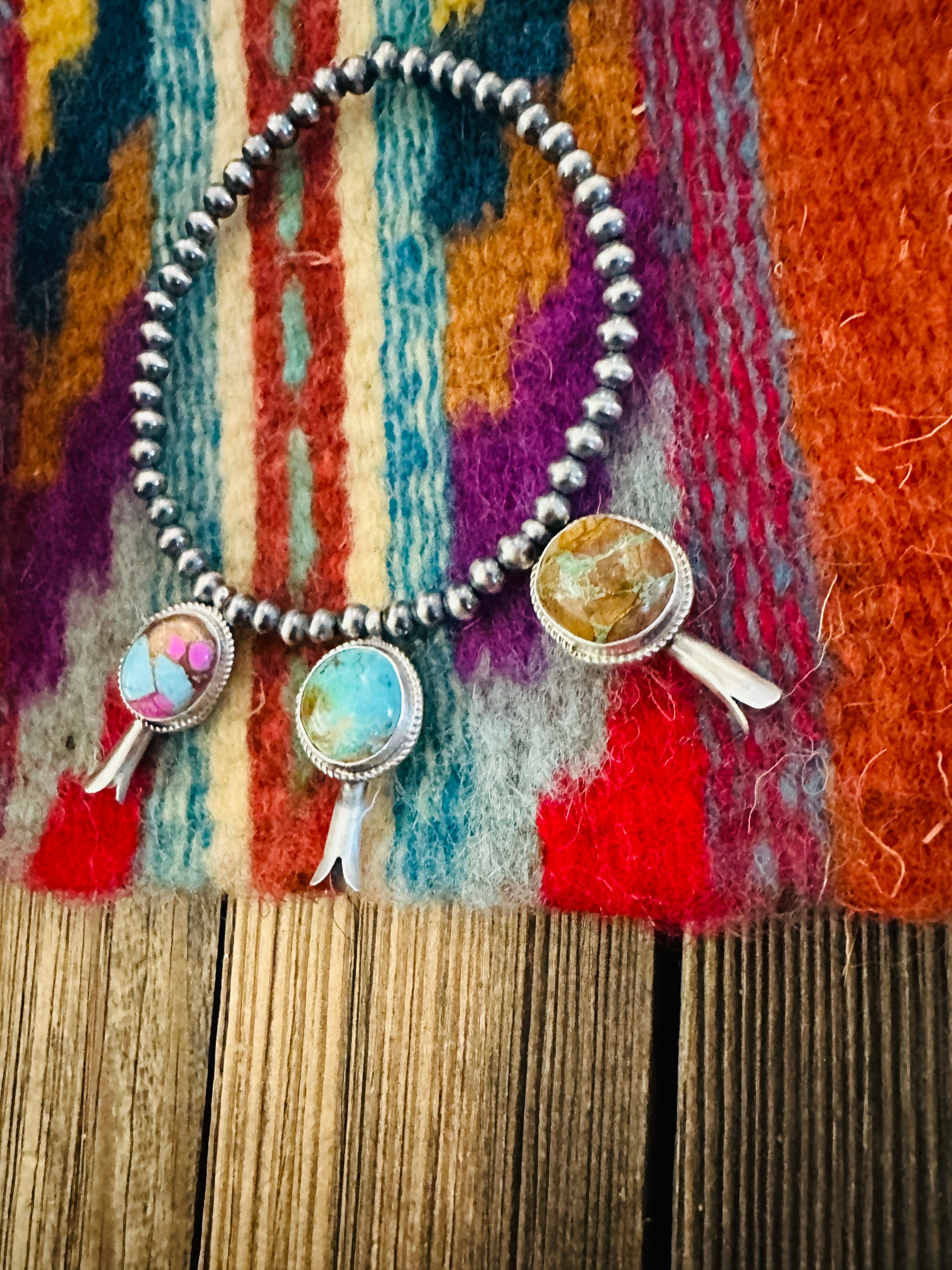 Handcrafted 3mm Sterling Silver Pearl & Multi Stone Blossom Stretch Bracelet