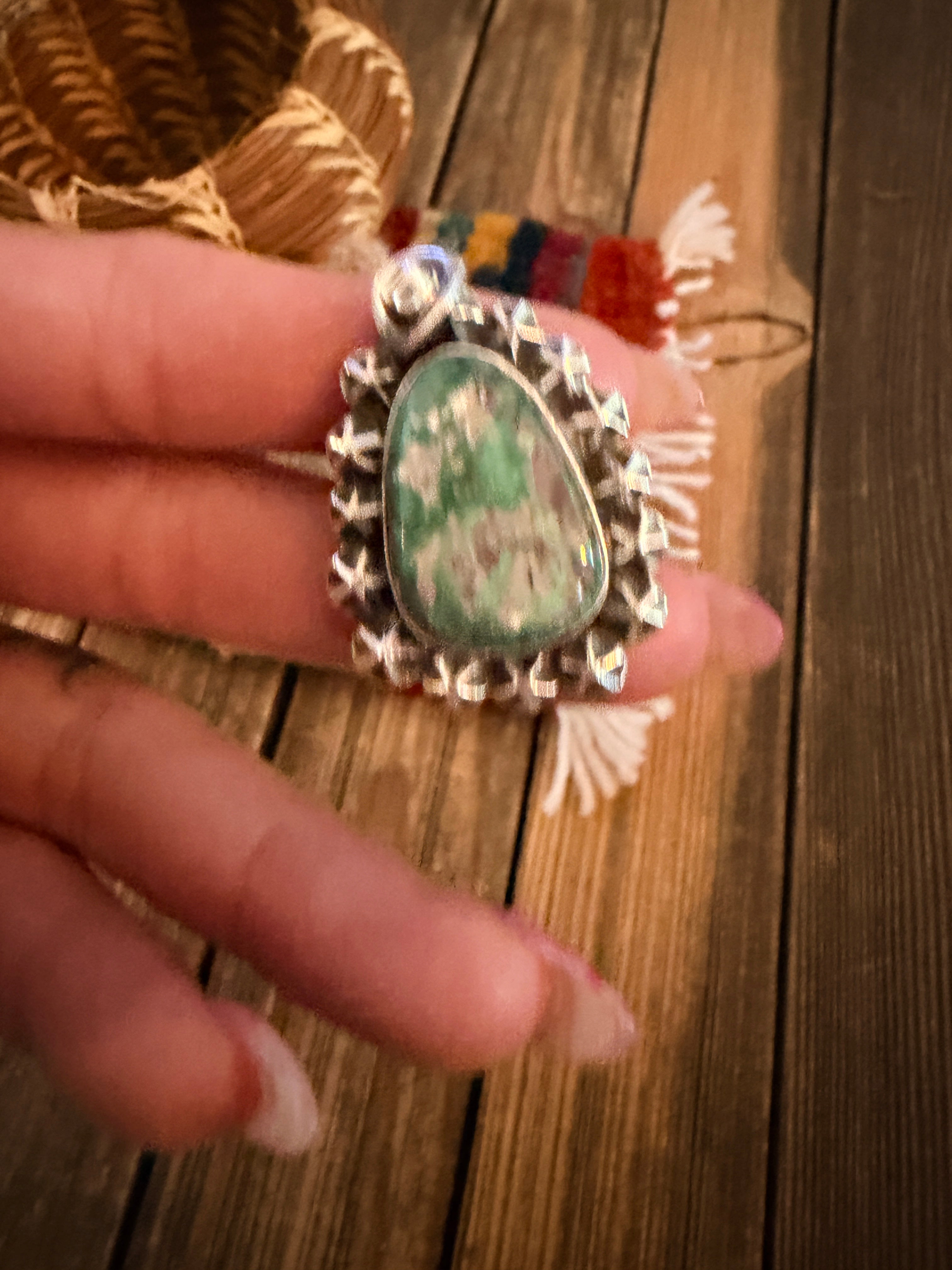 Handmade Sterling Silver and Turquoise Adjustable Ring