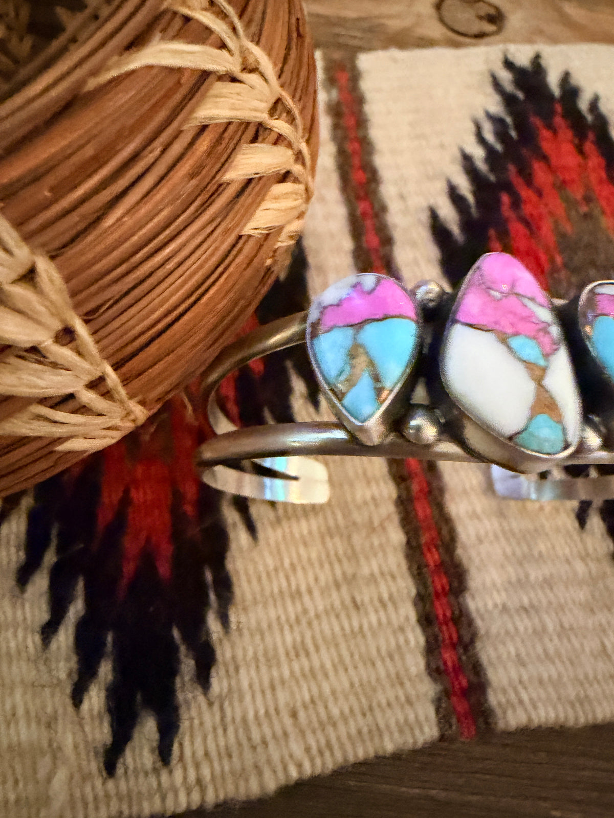 Handcrafted Cotton Candy & Sterling Silver Cuff Bracelet by Augustine Largo