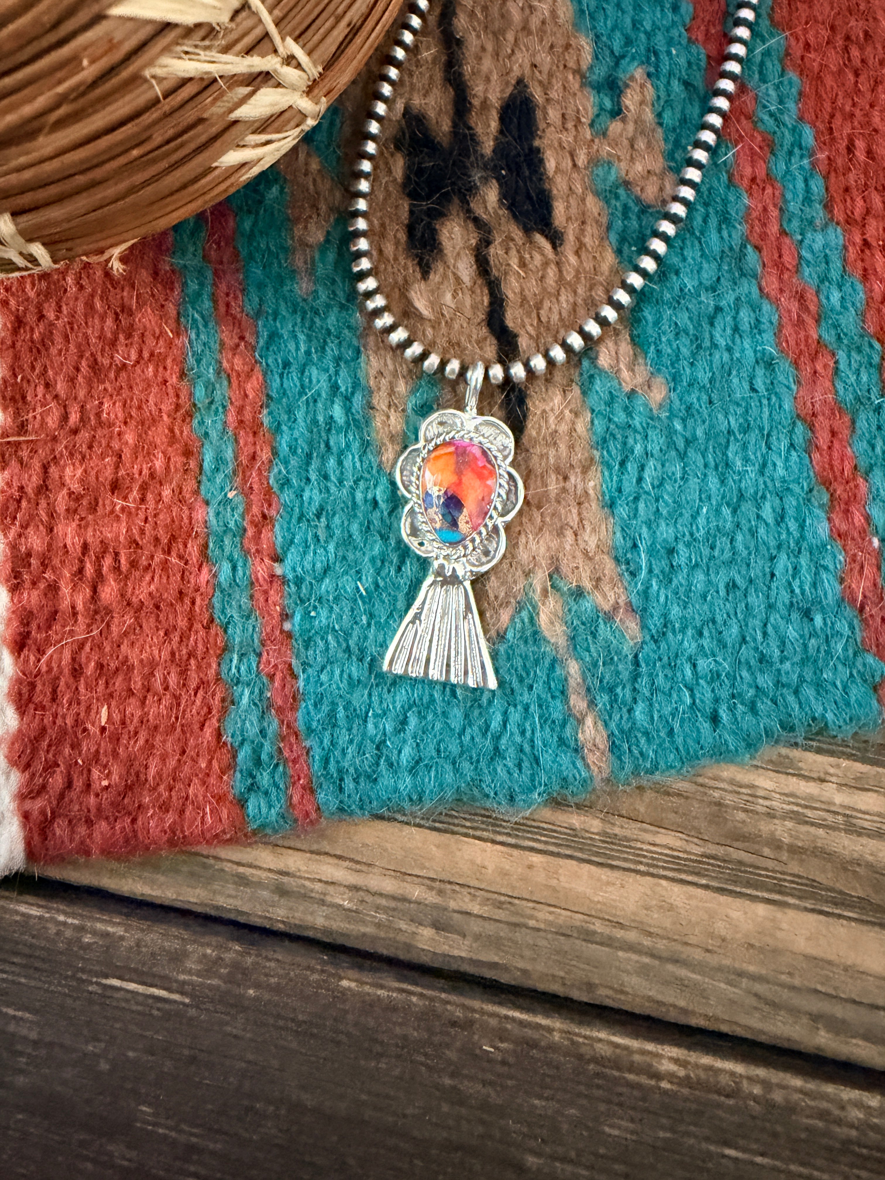 Handcrafted Sterling Silver & Pink Dream Mojave Blossom Pendant by Joseph Martinez