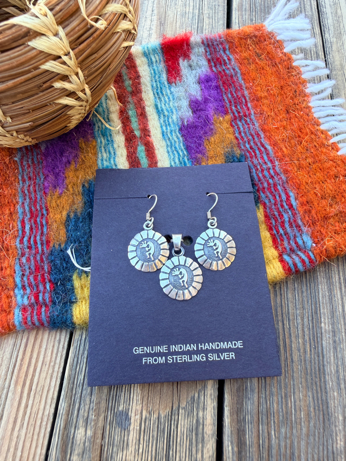 Handcrafted Sterling Silver Kokopelli Earring and Pendant Set
