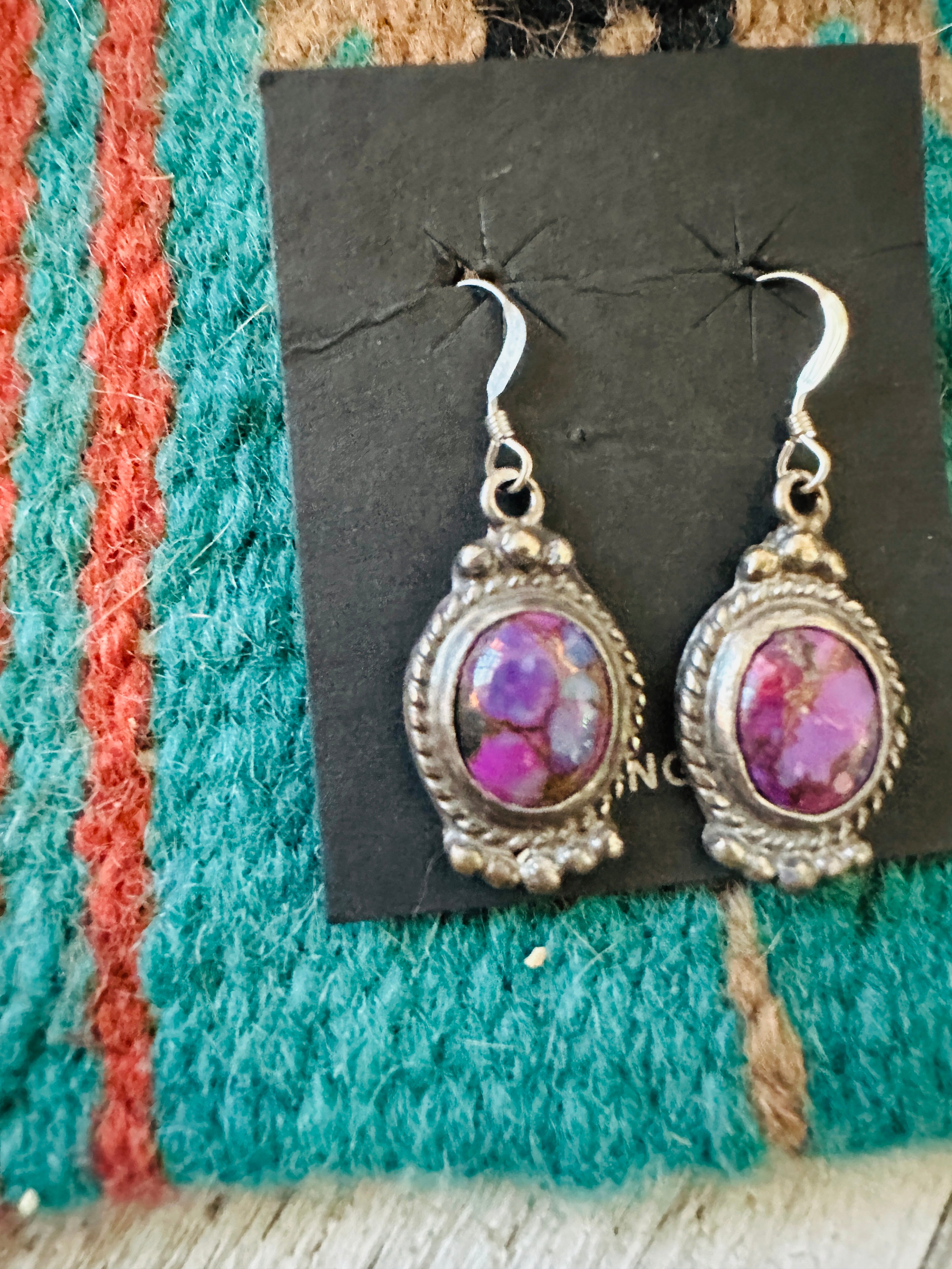 Handcrafted Sterling Silver & Purple Mojave Dangle Earrings