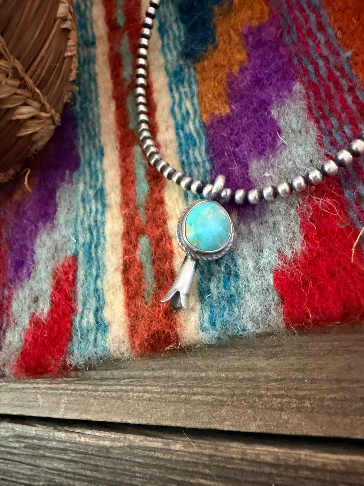 Handcrafted Sterling Silver & Turquoise Blossom Pendant