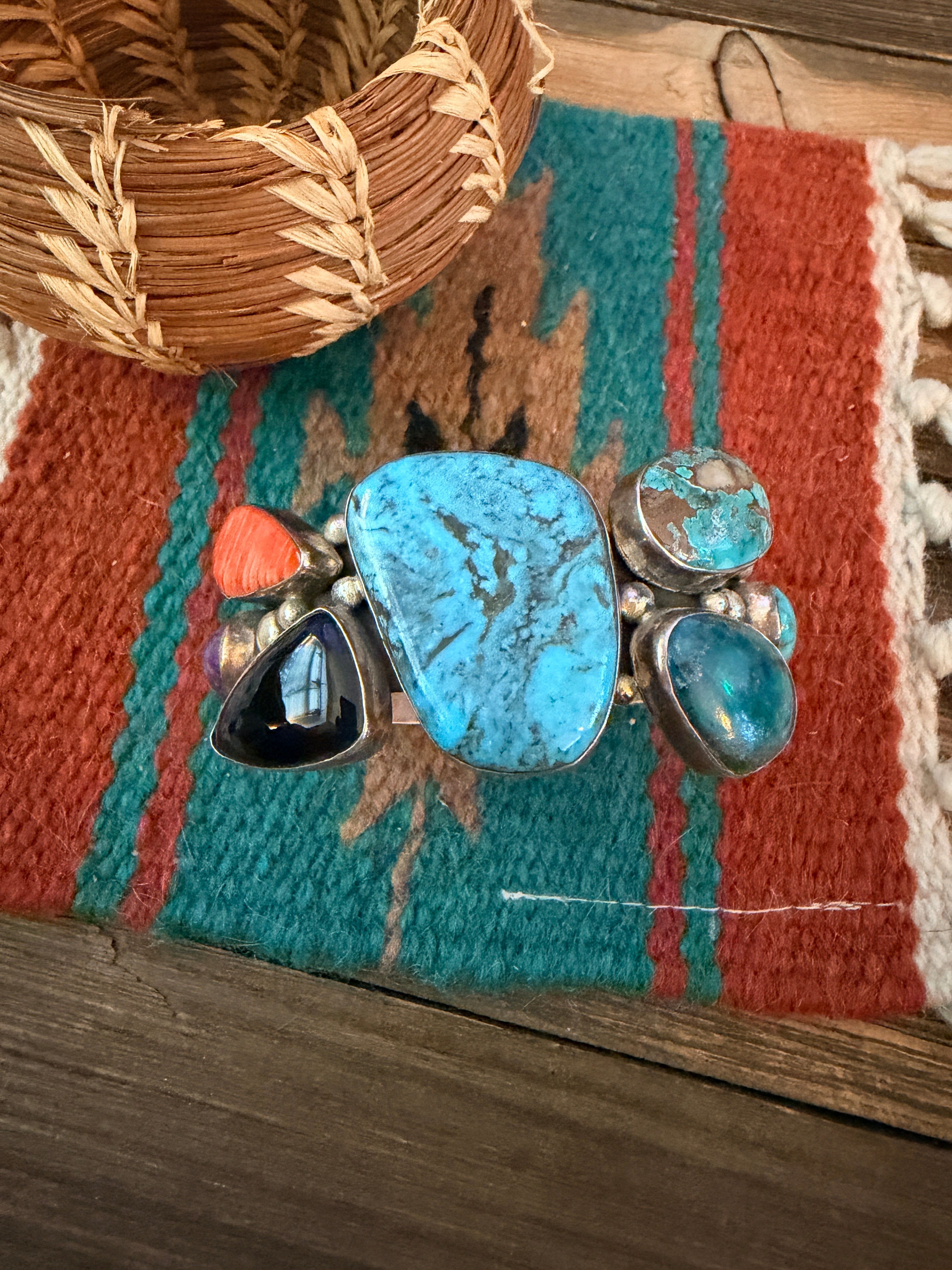 Handcrafted Multi Stone & Sterling Silver Cuff Bracelet by Chimney Butte