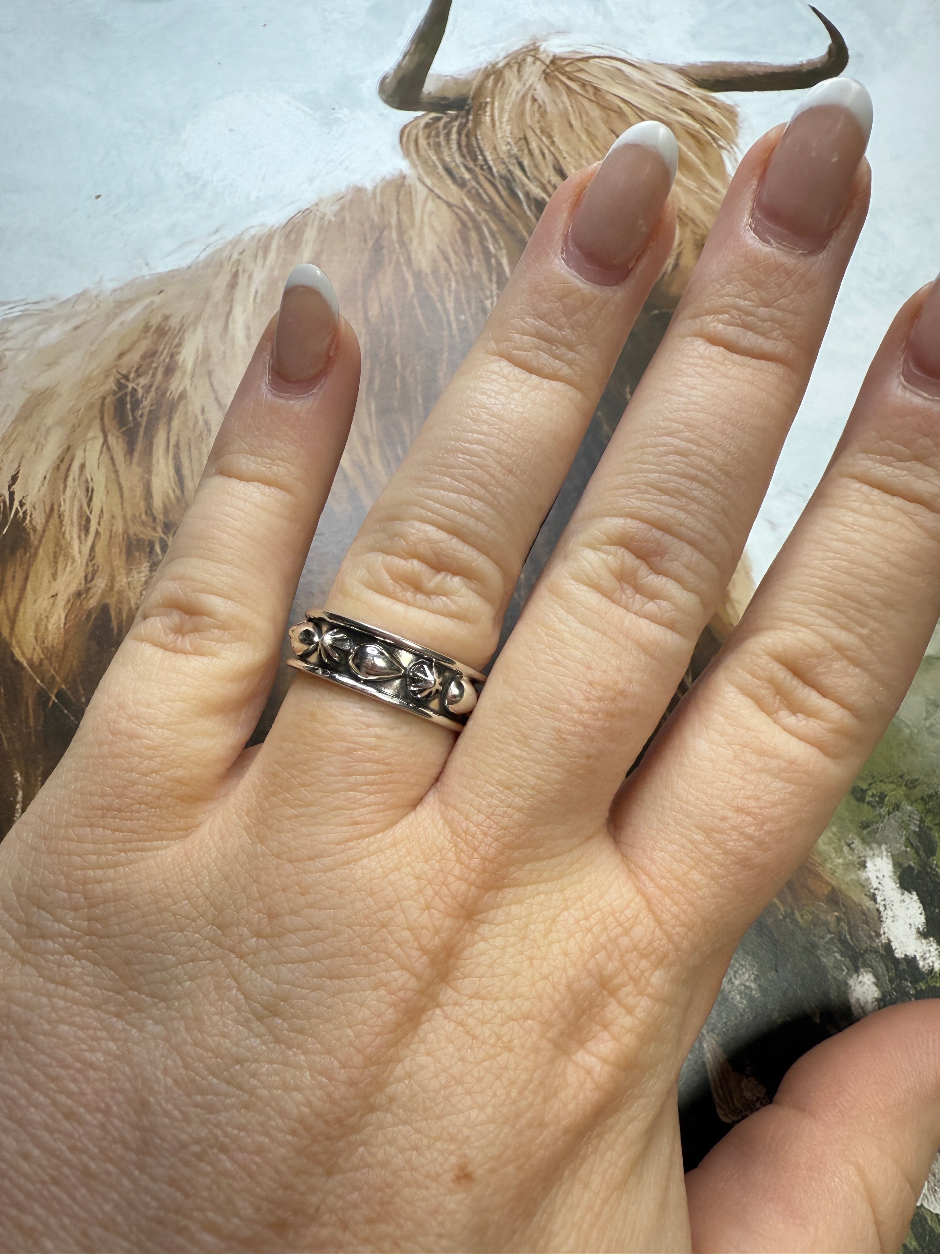 Handmade Sterling Silver Concho Drop Stacker Adjustable Band Ring