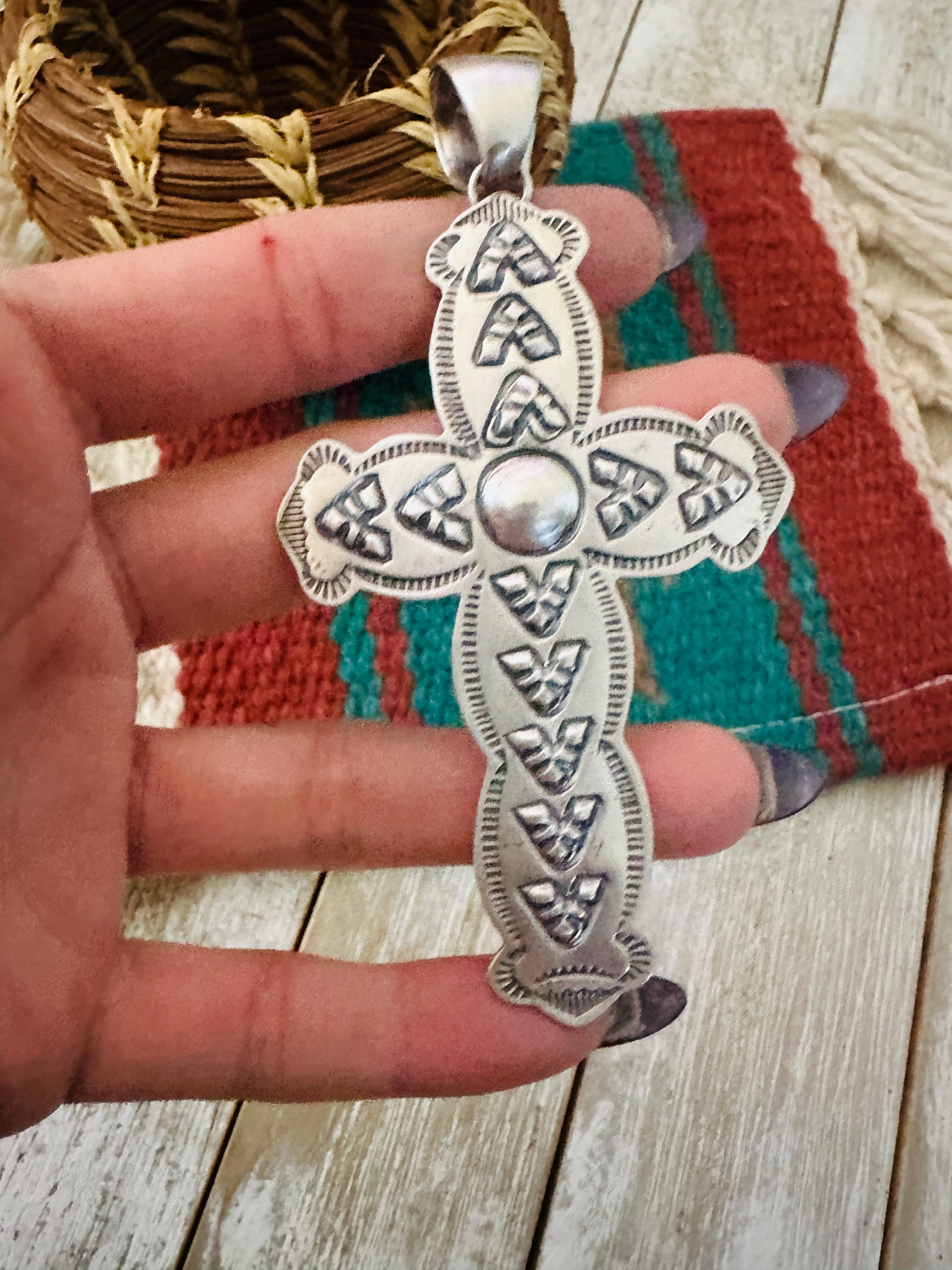 Handcrafted Sterling Silver Cross Pendant by Benson Shorty