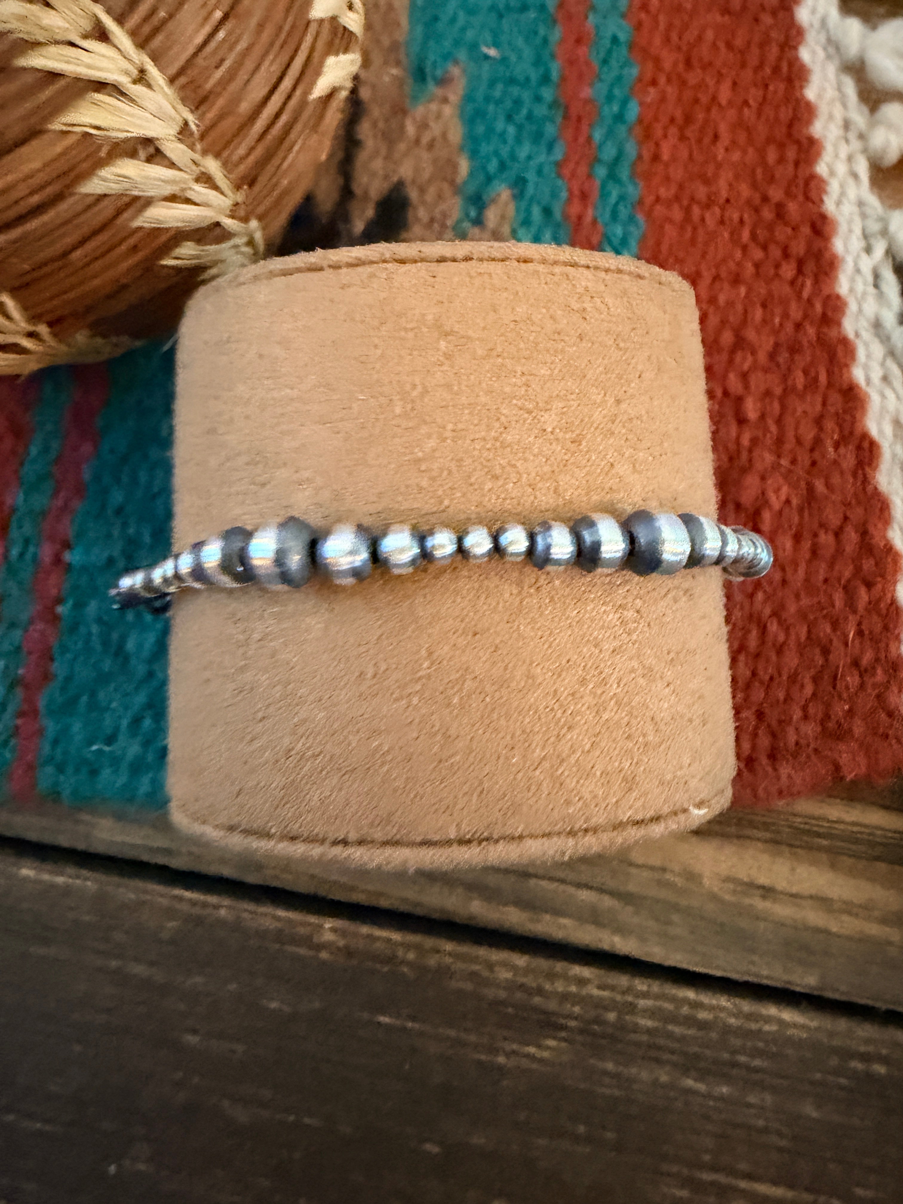Handcrafted Sterling Silver Pearl Beaded Bracelet