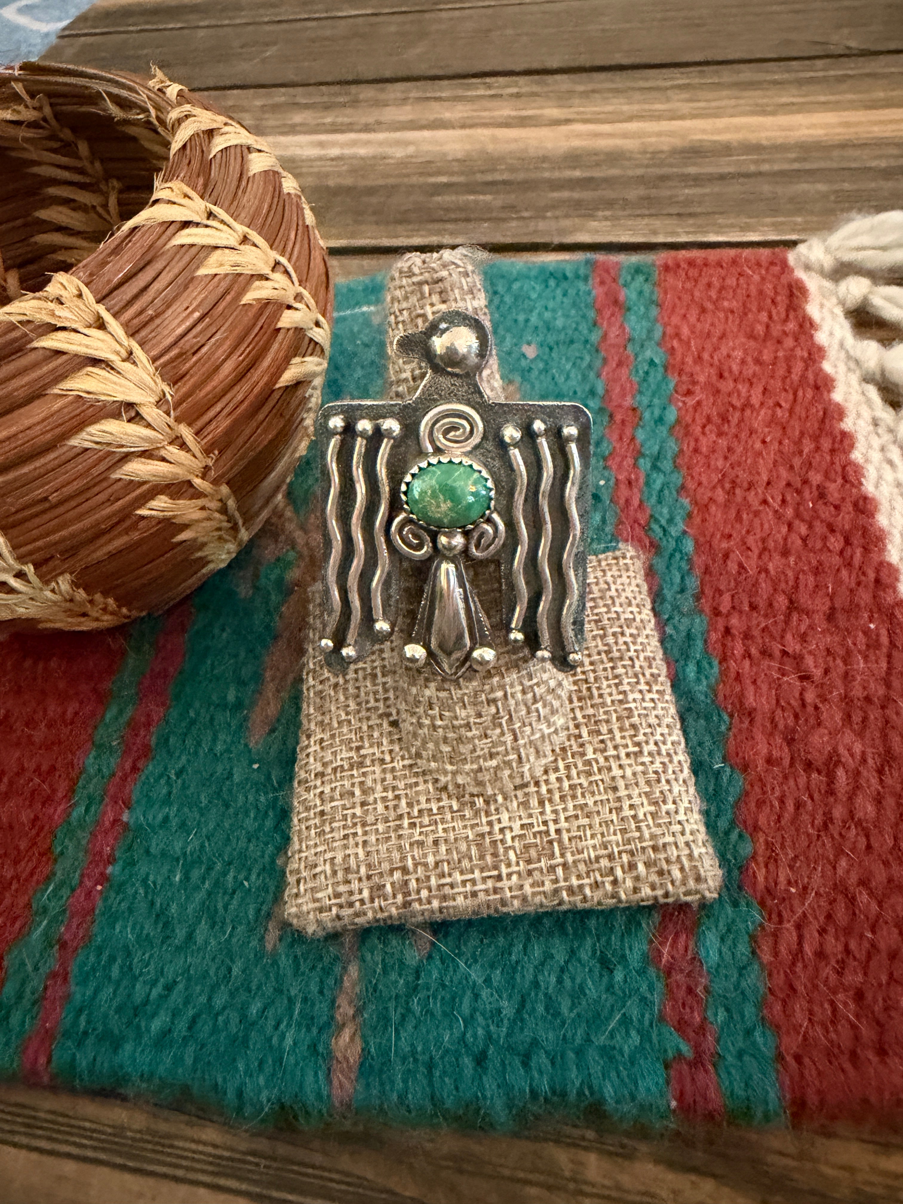 Handcraftedt Sterling Silver Thunderbird Adjustable Ring