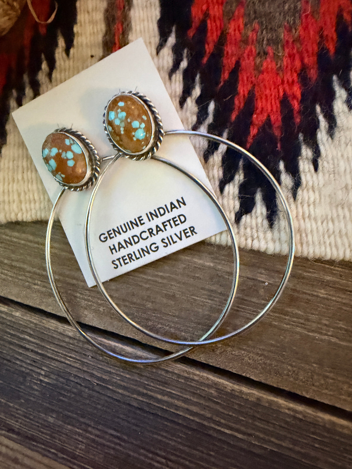 Handcrafted Number 8 Turquoise & Sterling Silver Hoop Earrings by Elouise Kee