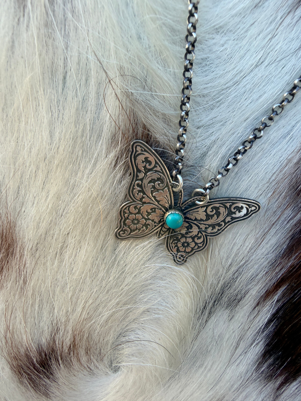 Handmade Sterling Silver & Turquoise Butterfly Necklace