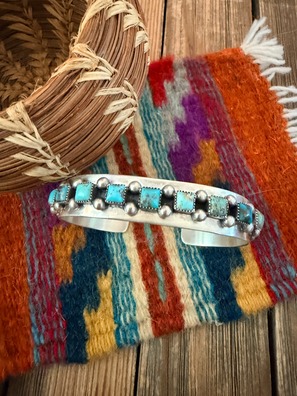 Handcrafted Turquoise & Sterling Silver Cuff Bracelet by Paul Largo