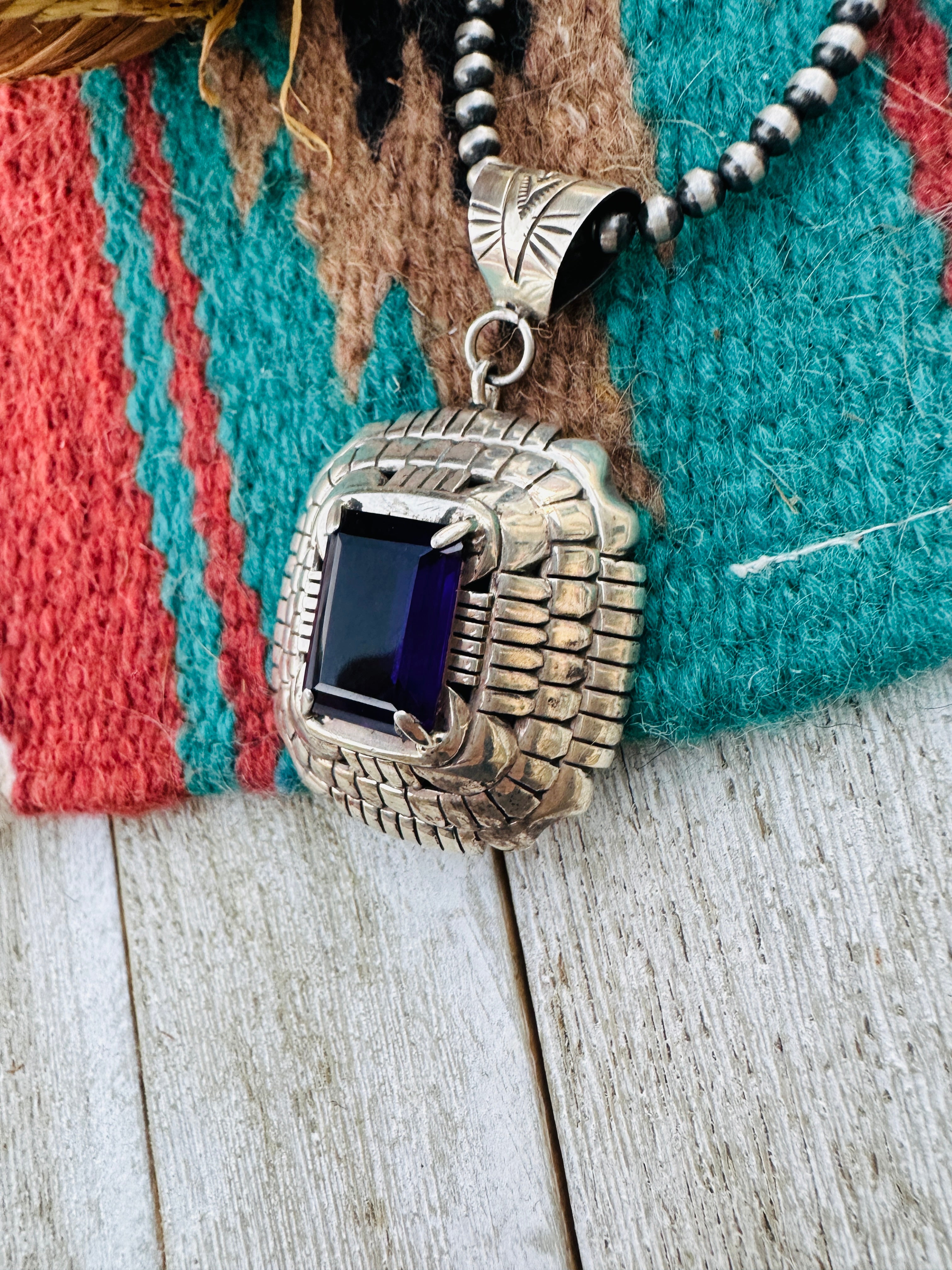 Handcrafted Old Pawn Sterling Silver & Amethyst Pendant