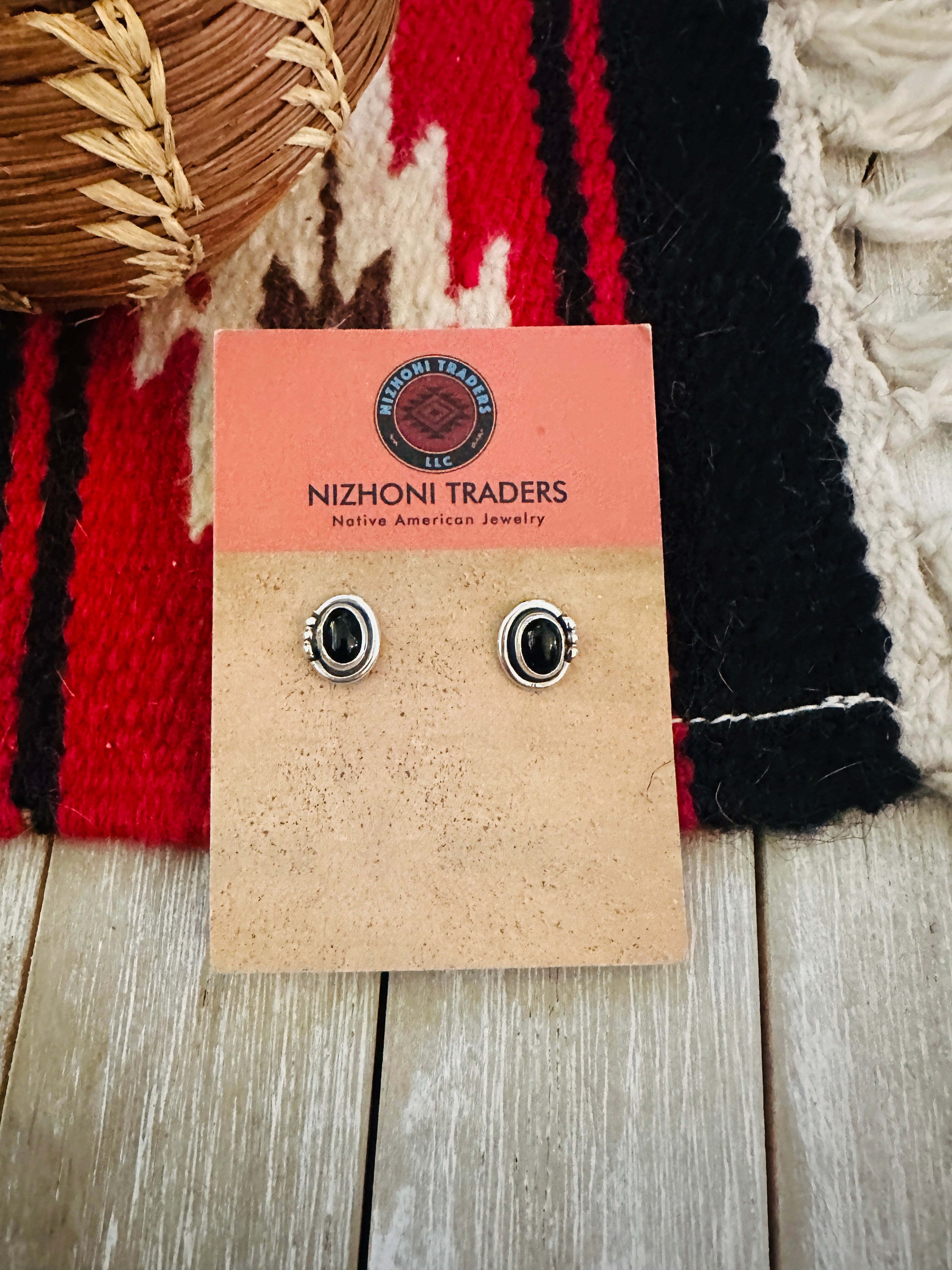 Handcrafted Black Onyx & Sterling Silver Stud Earrings