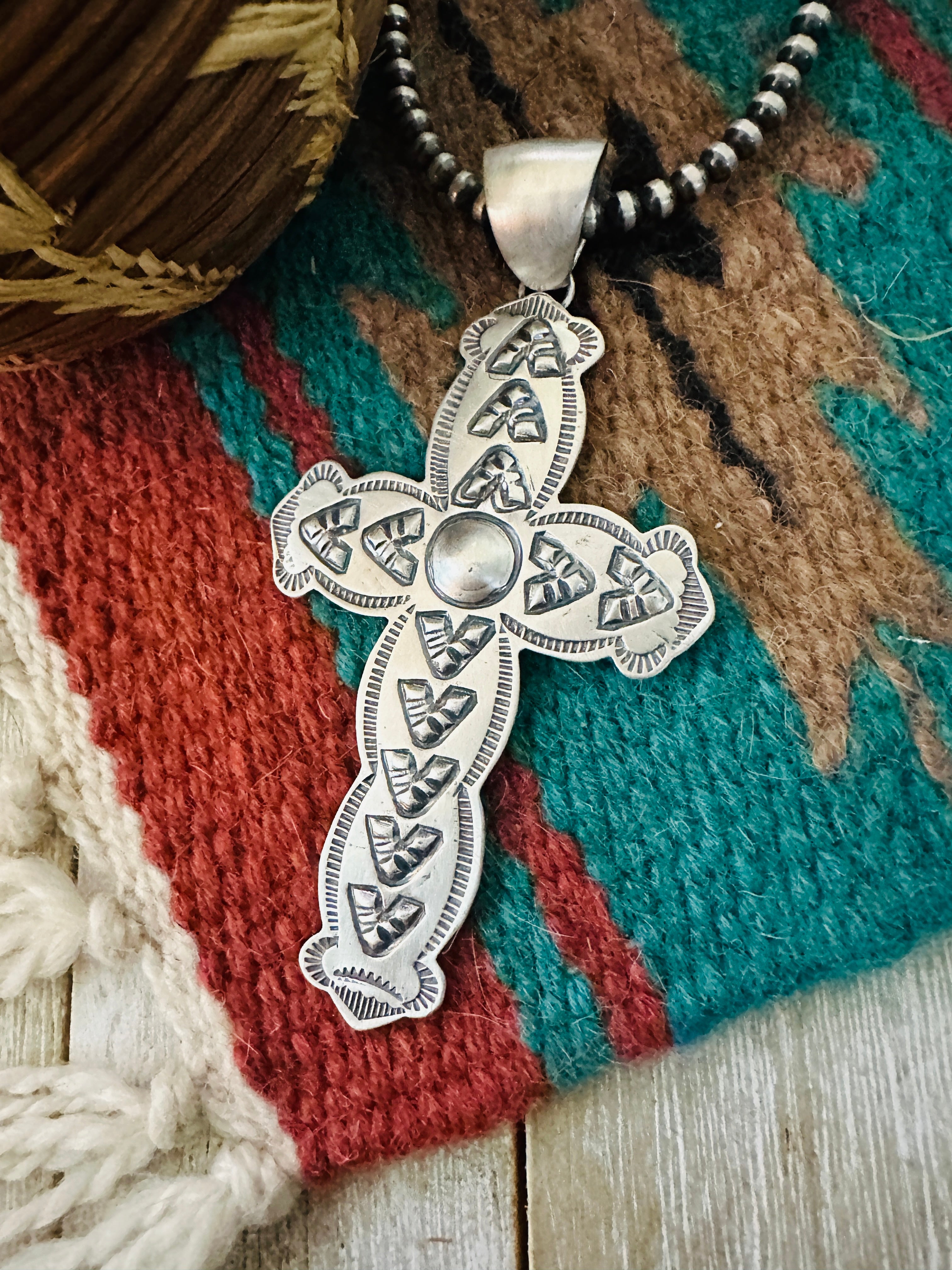Handcrafted Sterling Silver Cross Pendant by Benson Shorty