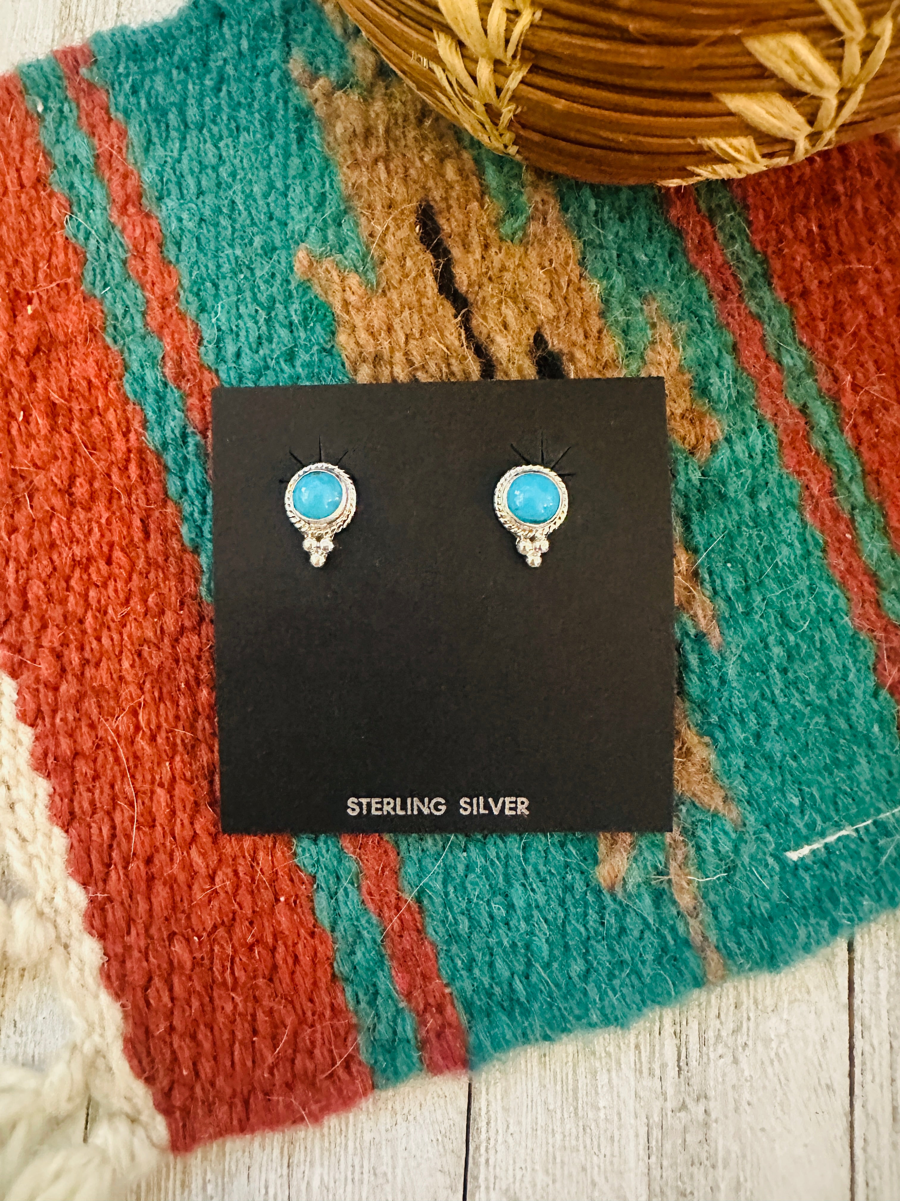 Handcrafted Sterling Silver & Turquoise Stud Earrings
