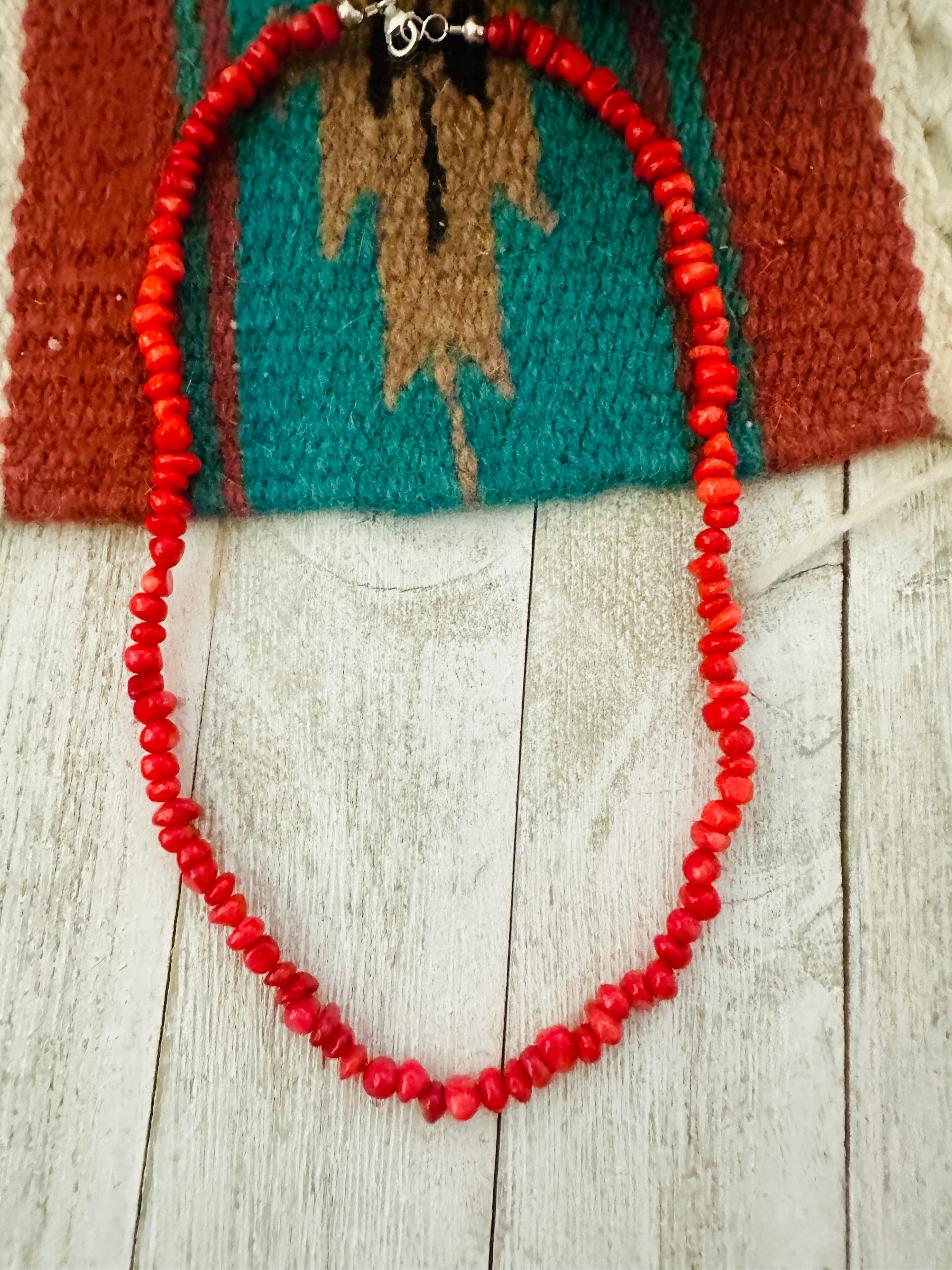 Navajo Apple Coral Beaded Necklace