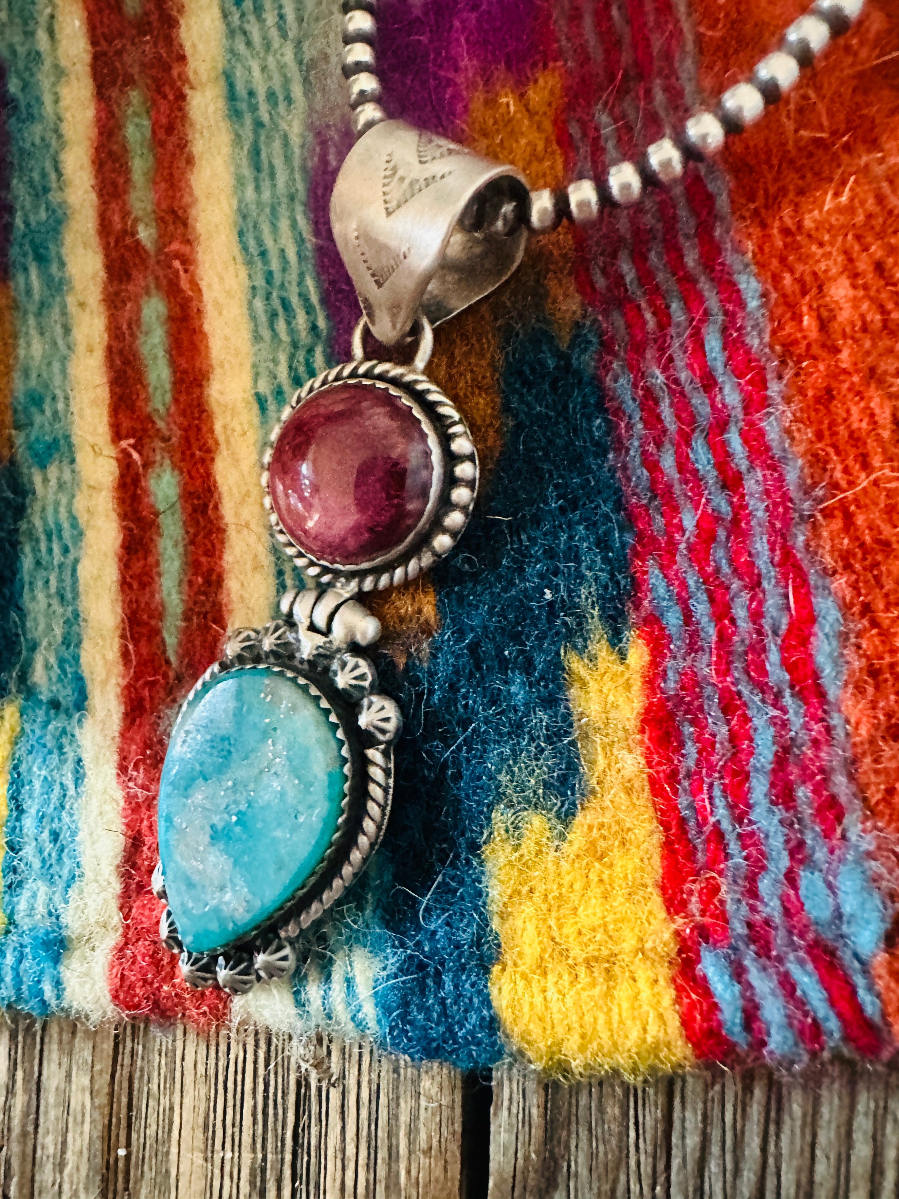 Handcrafted Sterling Silver, Spiny & Turquoise Pendant