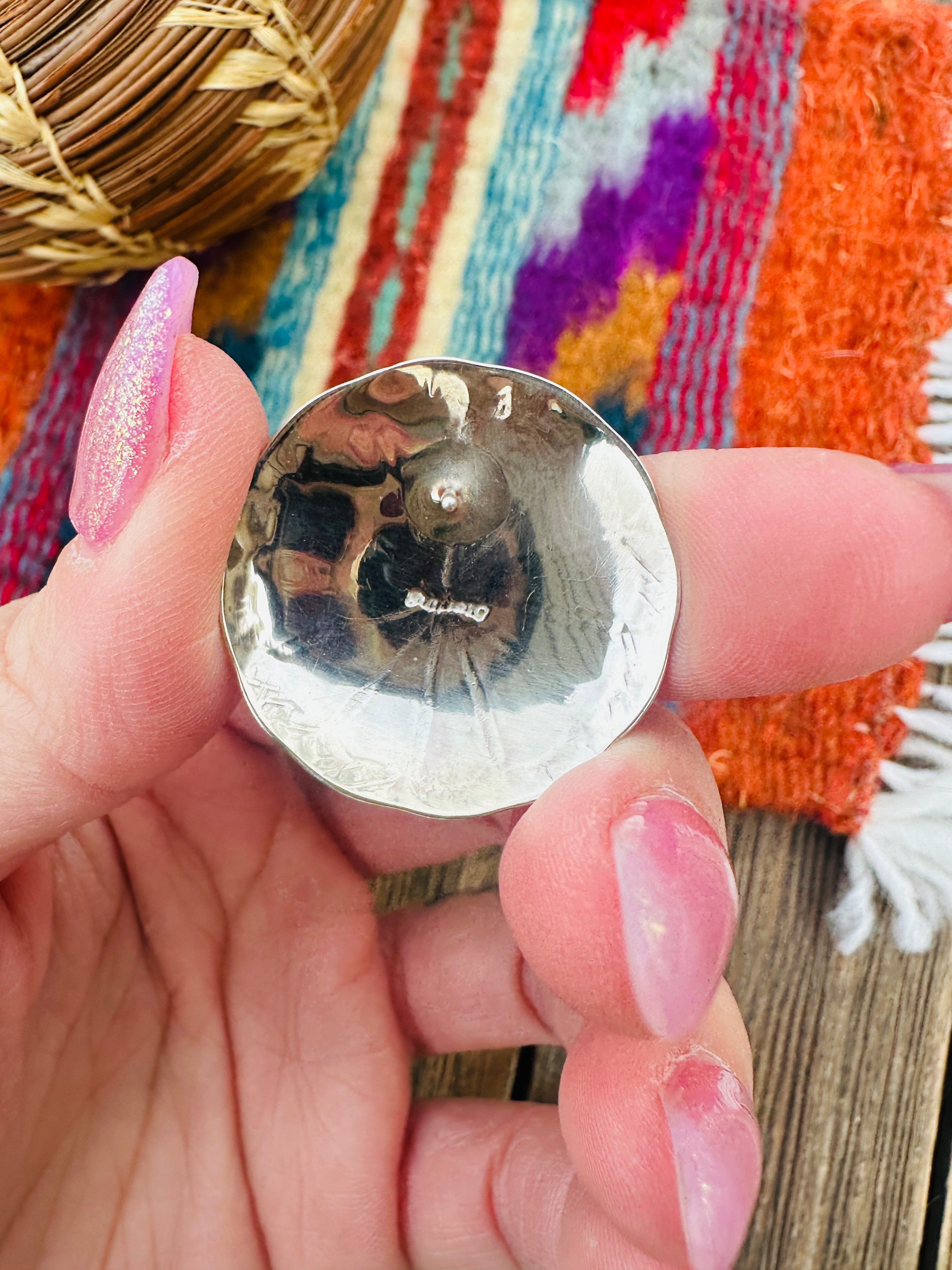 Handcrafted Turquoise & Sterling Silver Concho Stud Earrings