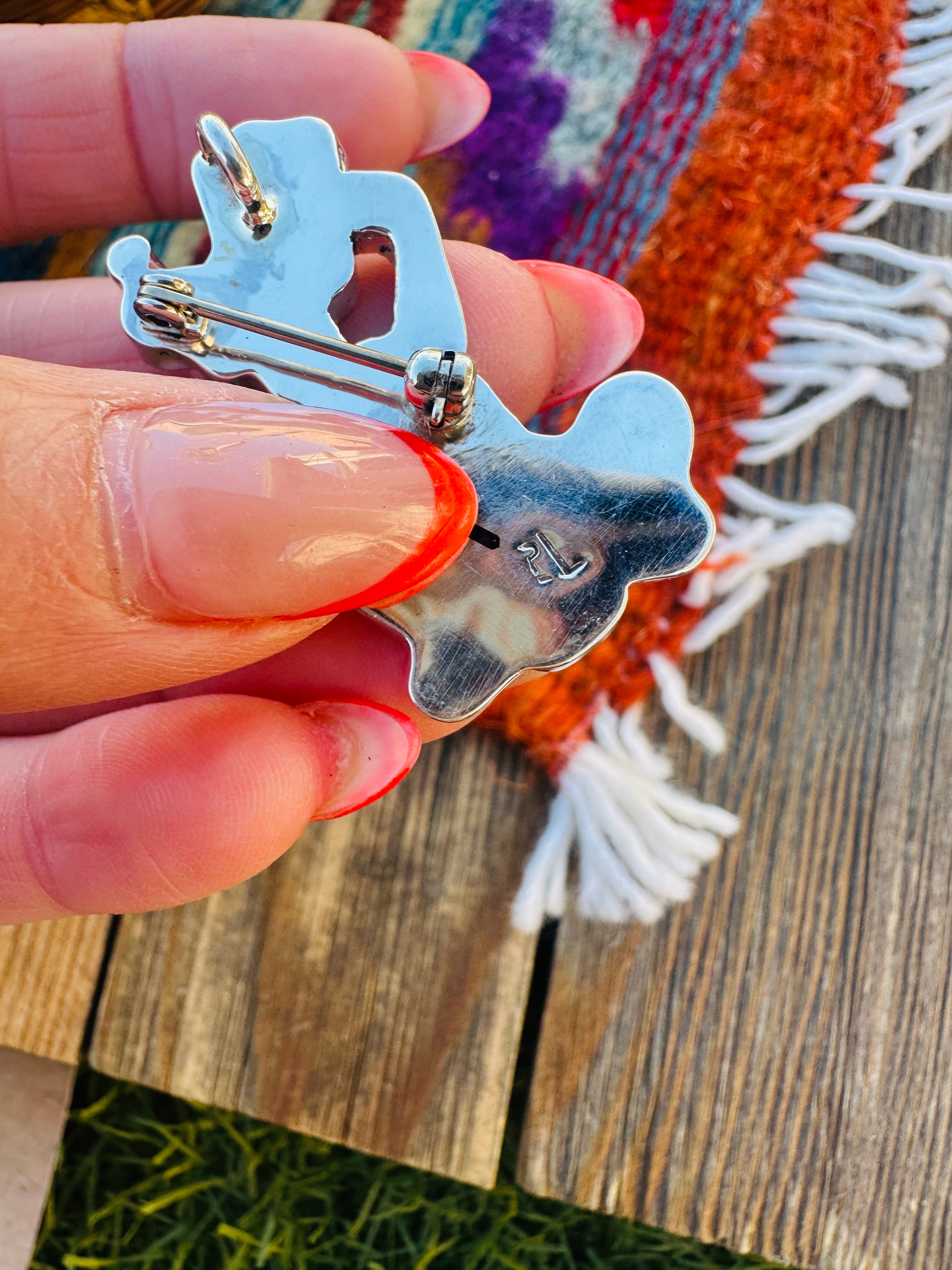 Handcrafted Sterling Silver and Multi Stone Character Brooch/ Pendant