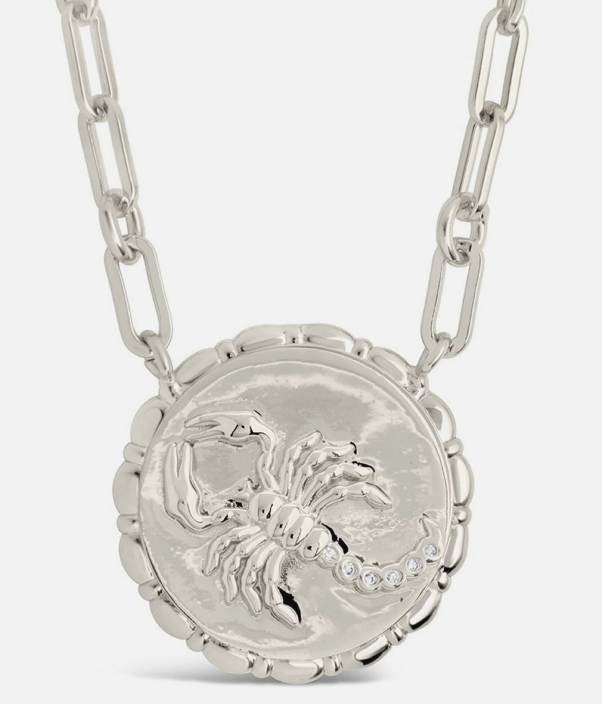 Bold CZ Zodiac Link Scorpio Necklace