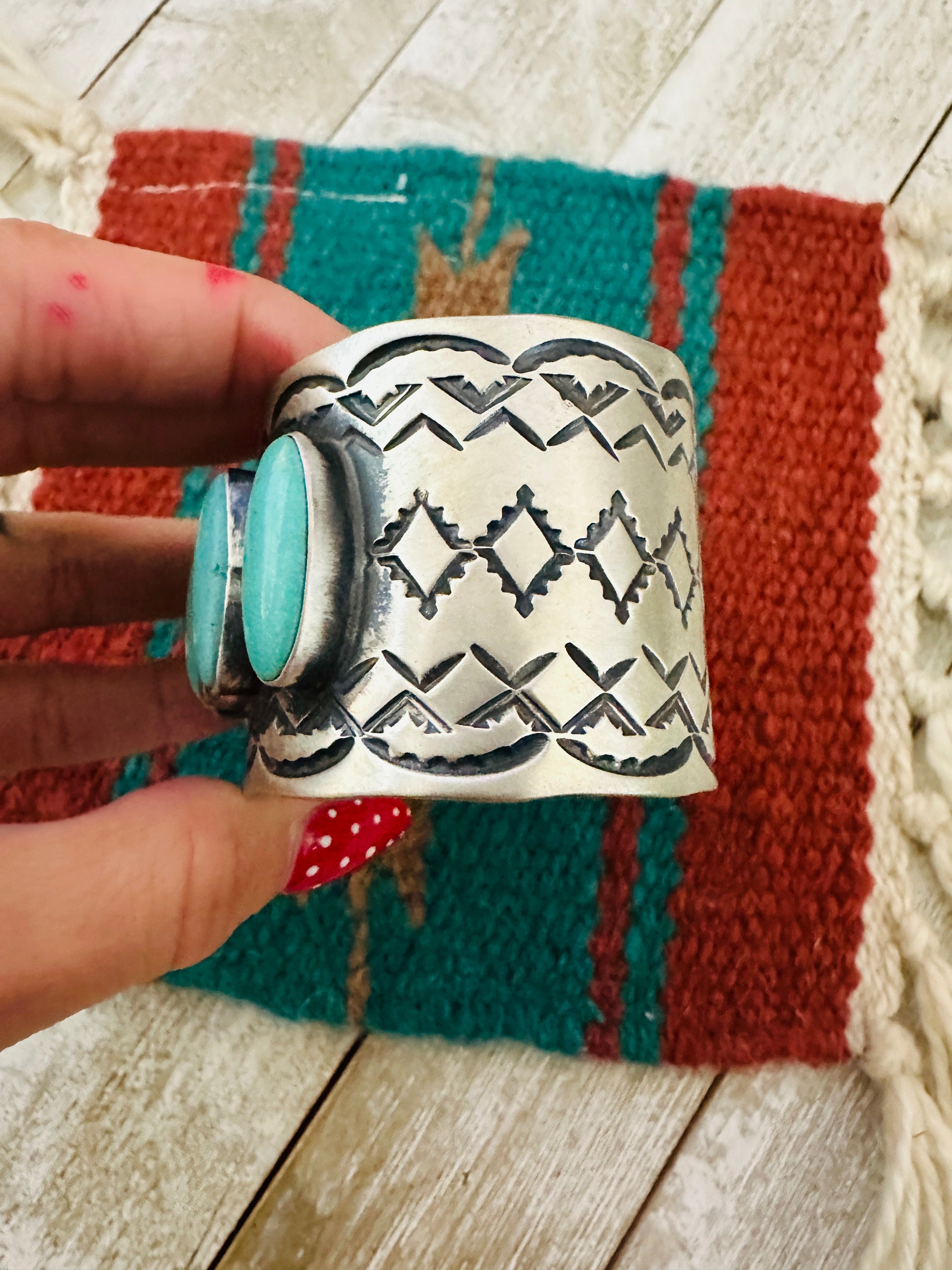 Handcrafted Sterling Silver & Turquoise Cuff Bracelet by Chimney Butte /