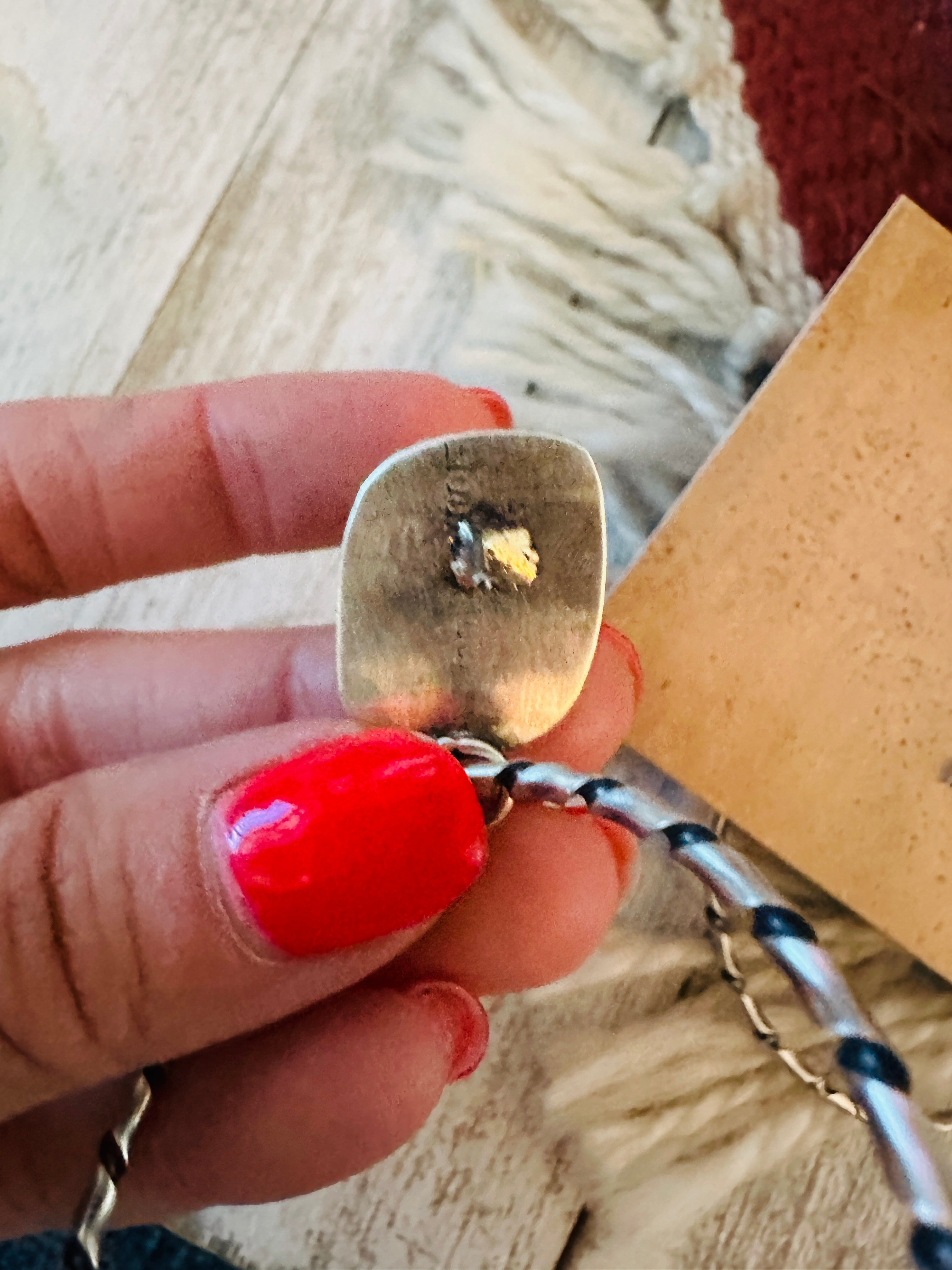 Navajo Purple Spiny and Sterling Silver Dangle Hoop Earrings