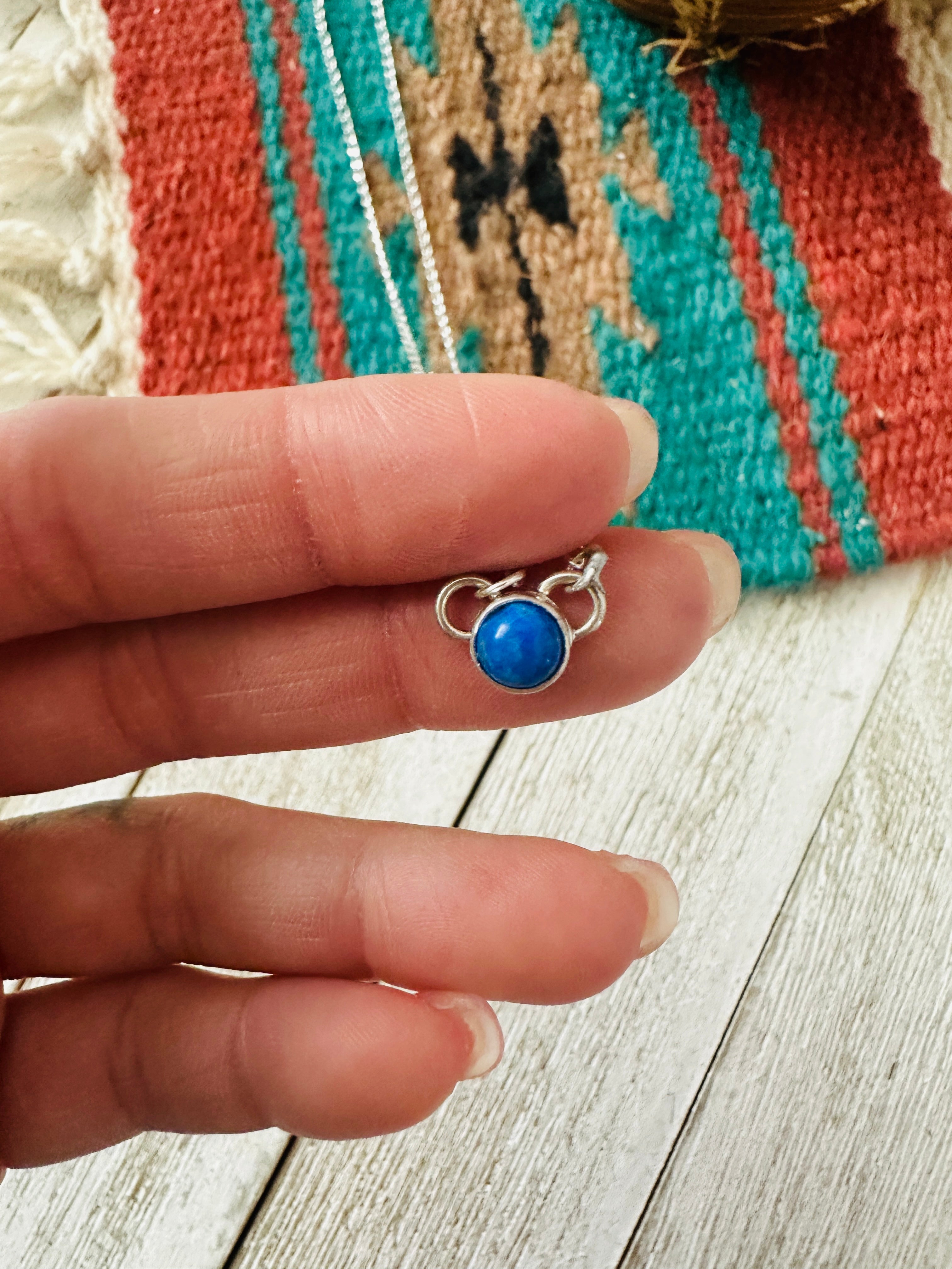 Handcrafted Sterling Silver & Lapis Dot Necklace