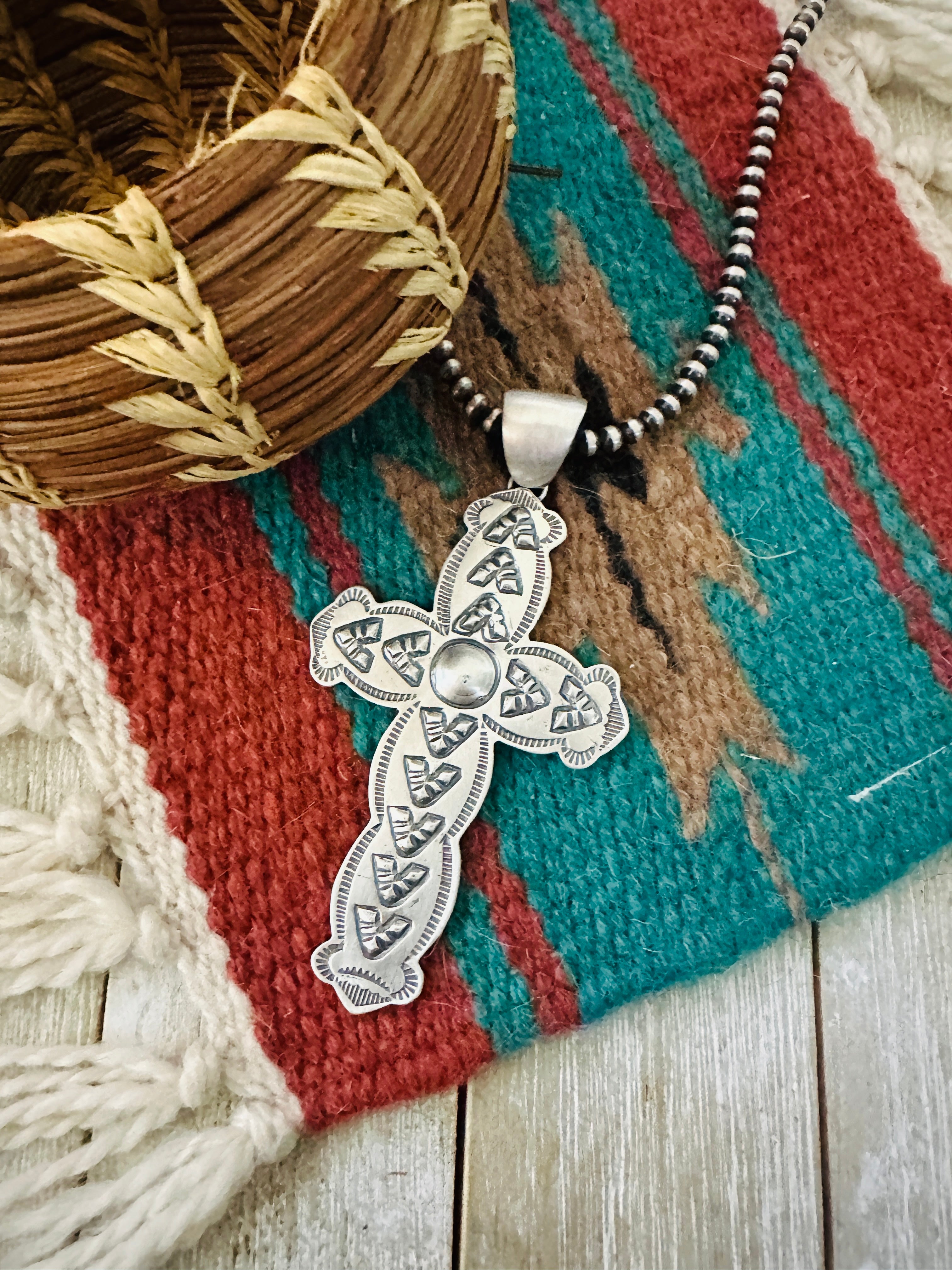 Handcrafted Sterling Silver Cross Pendant by Benson Shorty