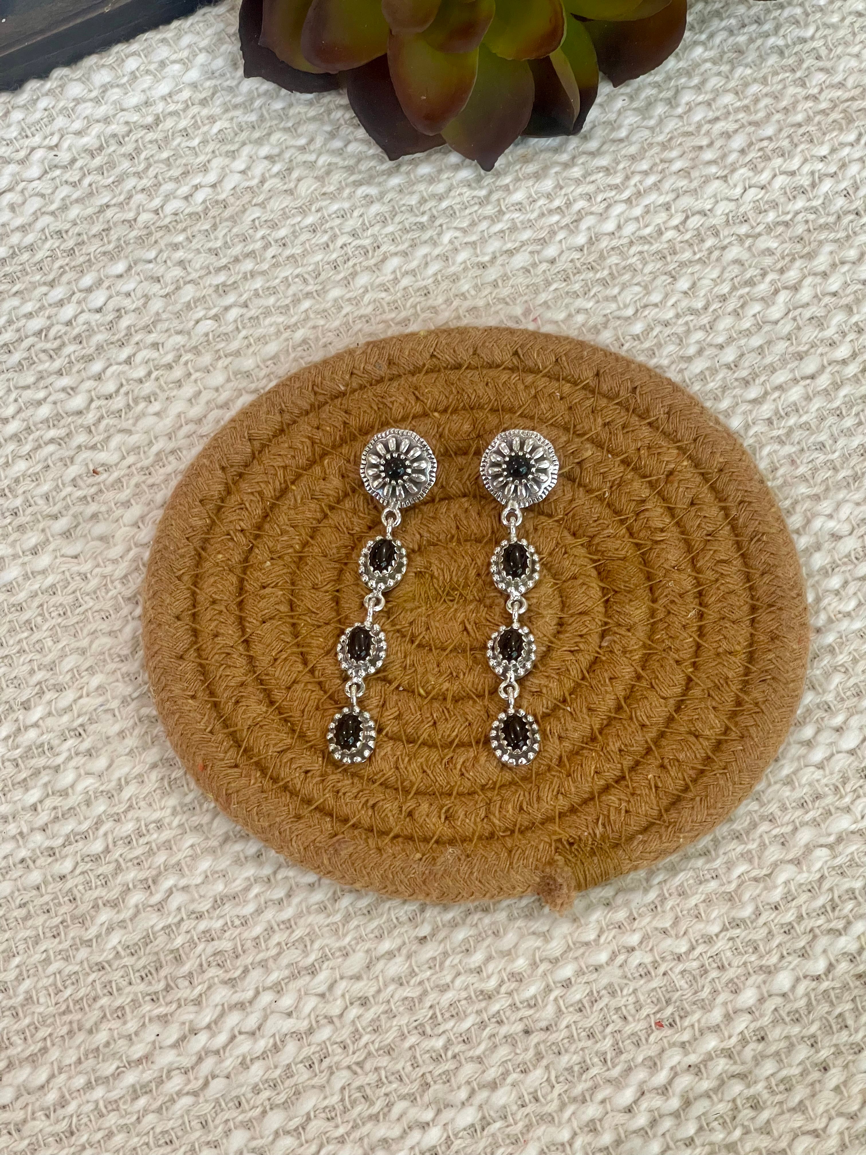 Handmade Sterling Silver & Onyx Dangle Earrings