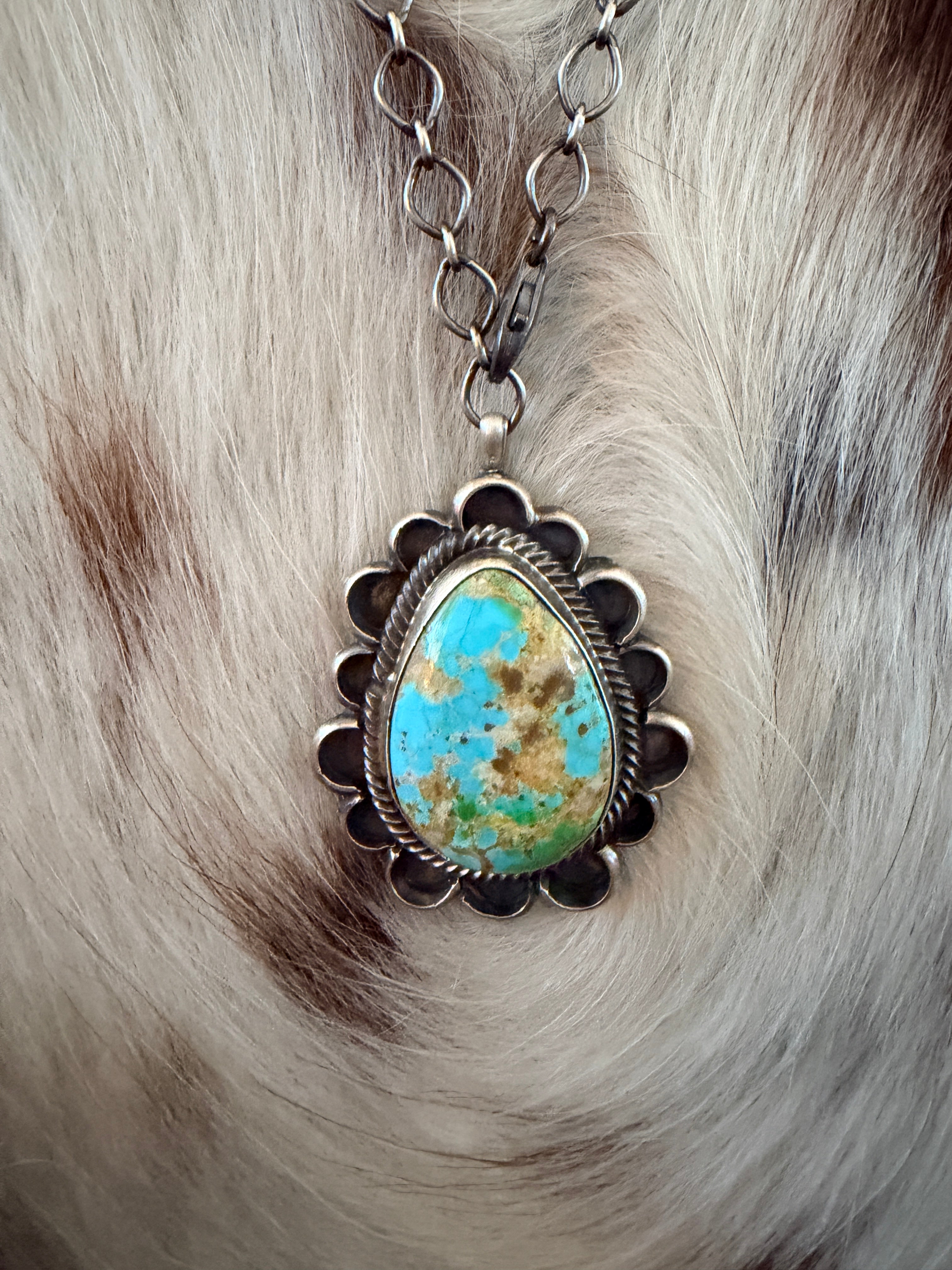 Handcrafted Royston Turquoise & Sterling Silver Necklace by Sheila Becenti