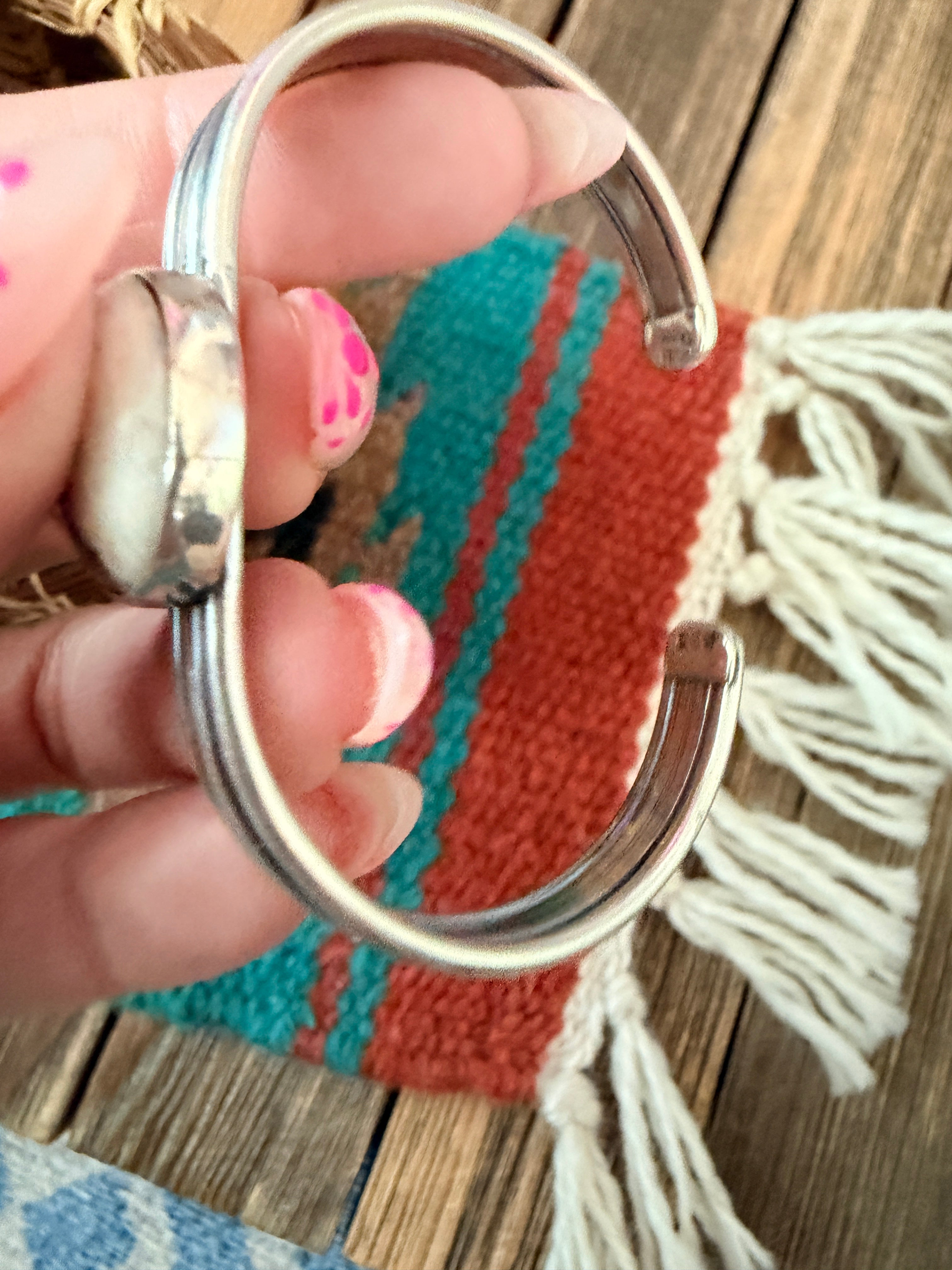 Handcrafted White Buffalo & Sterling Silver Cuff Bracelet